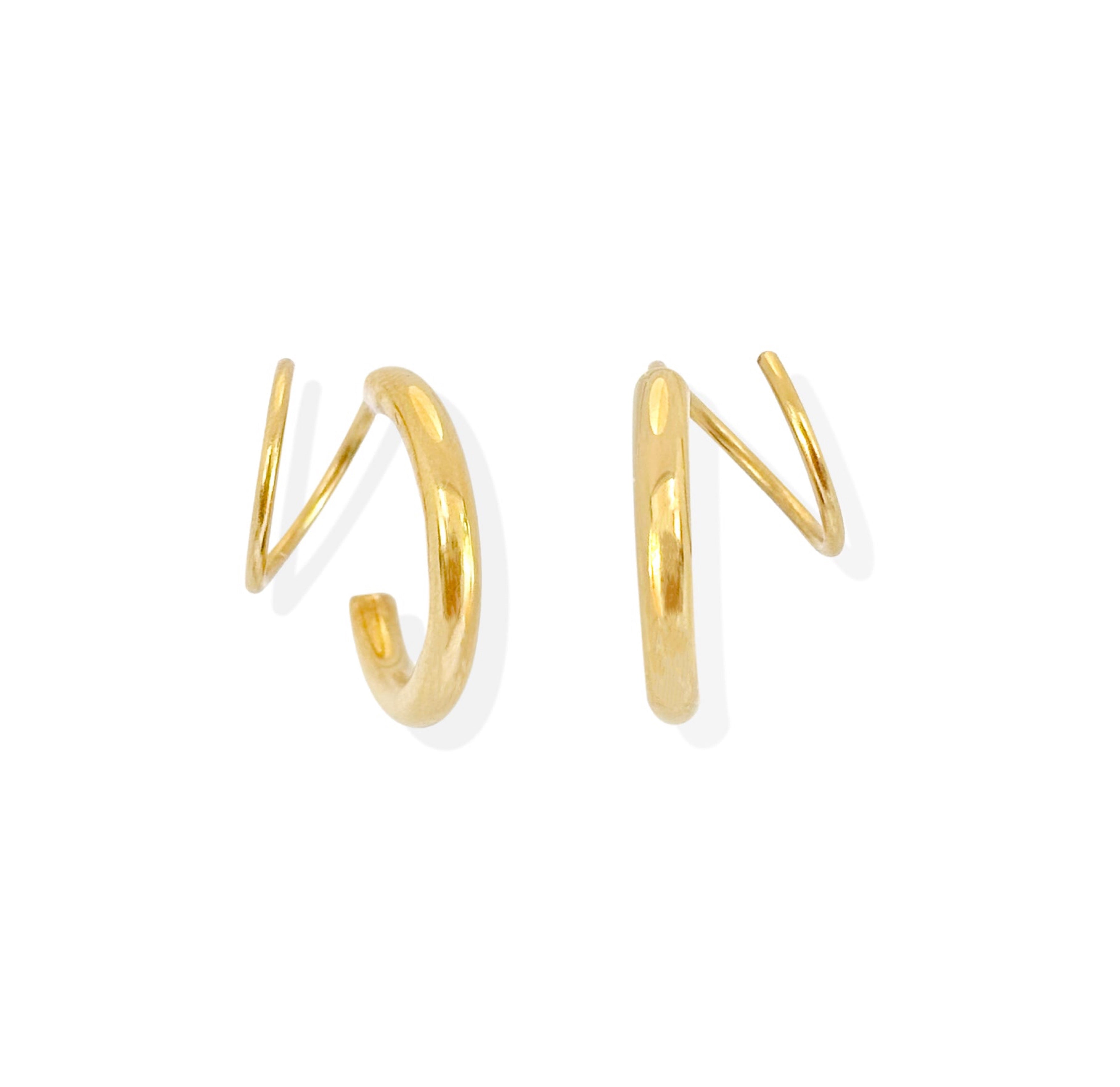 gold duo huggie hoop earrings