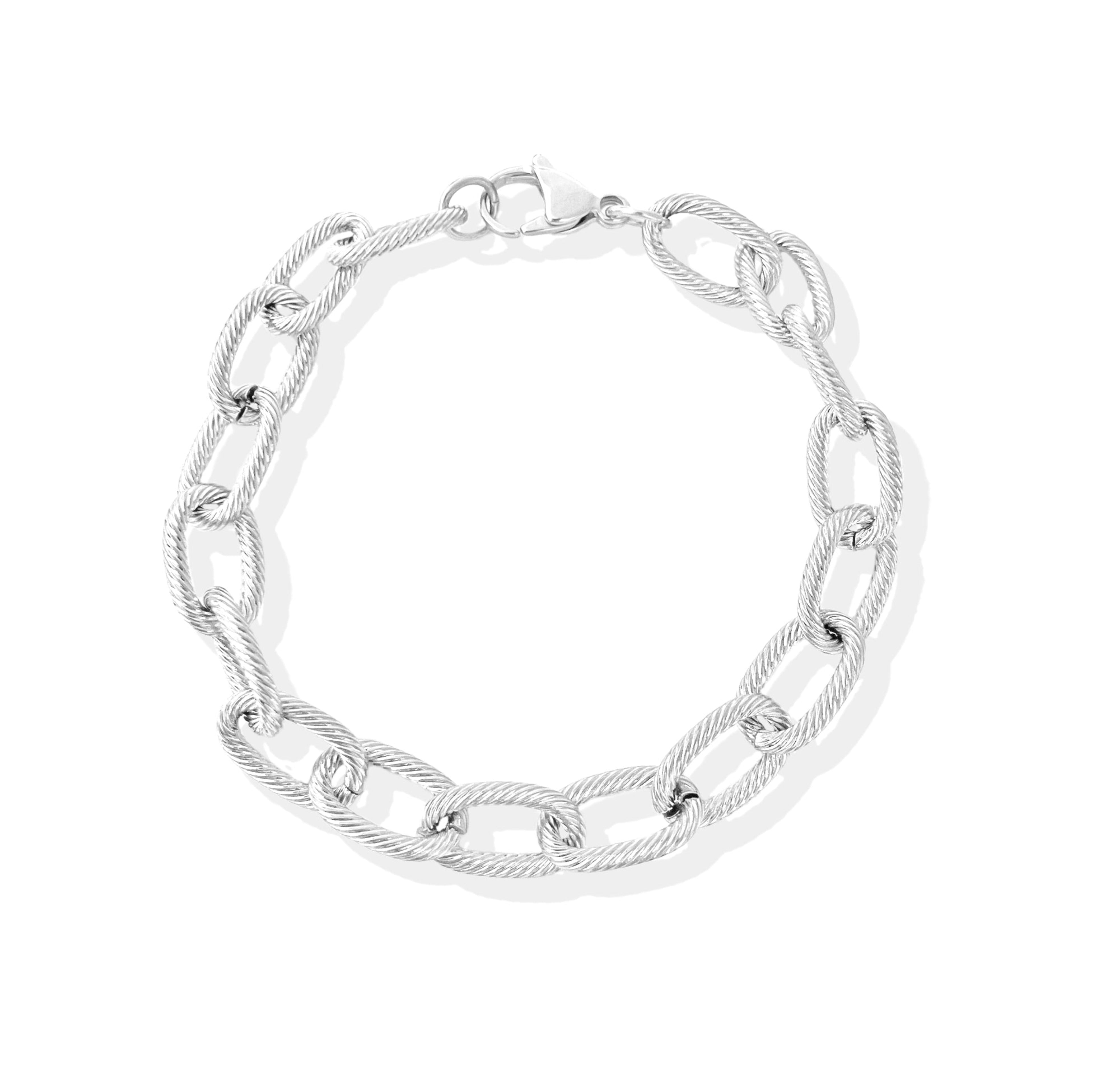 CARLY SILVER TEXTURE LINK CHAIN BRACELET SAMPLE