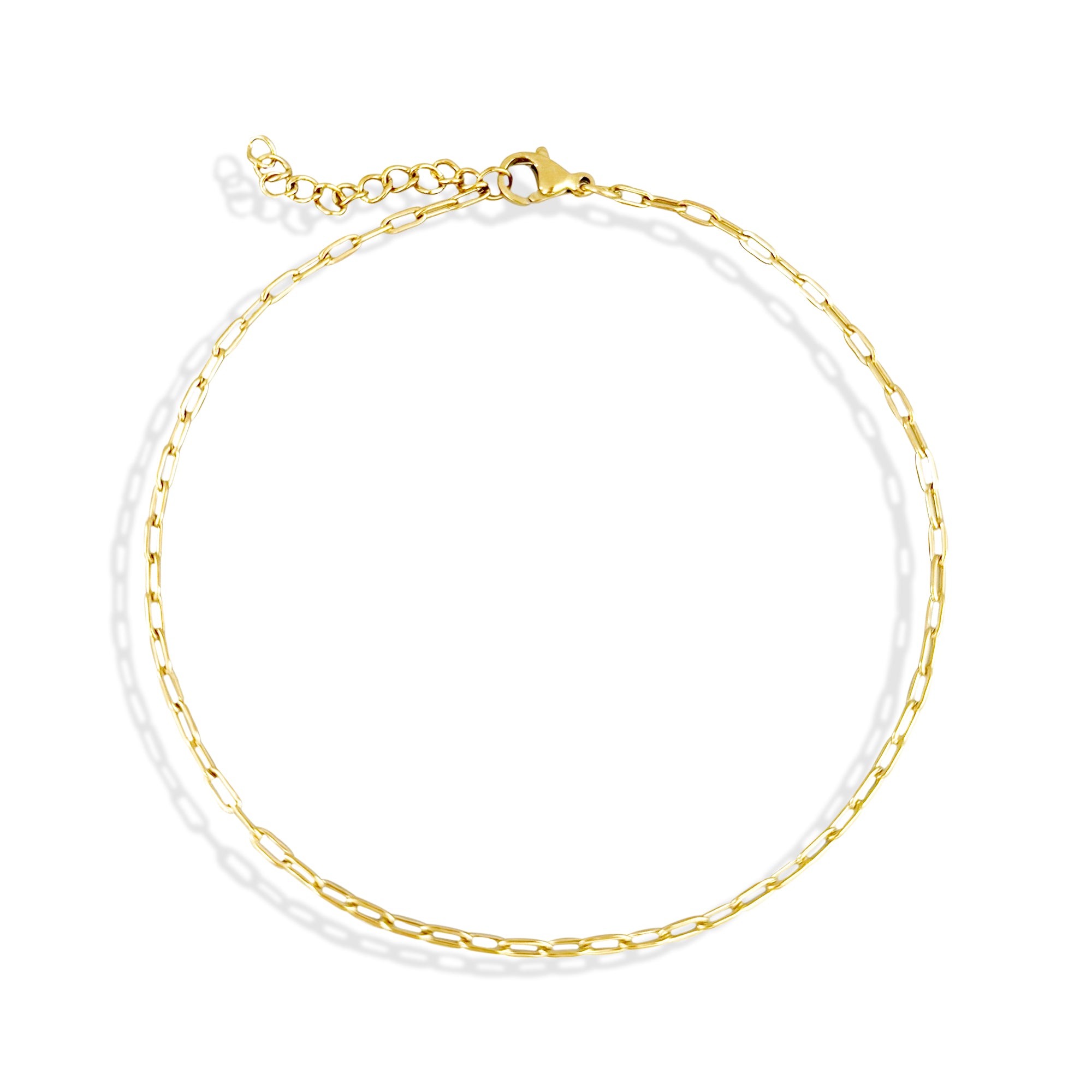 ALEX DAINTY GOLD BABY PAPERCLIP CHAIN ANKLET