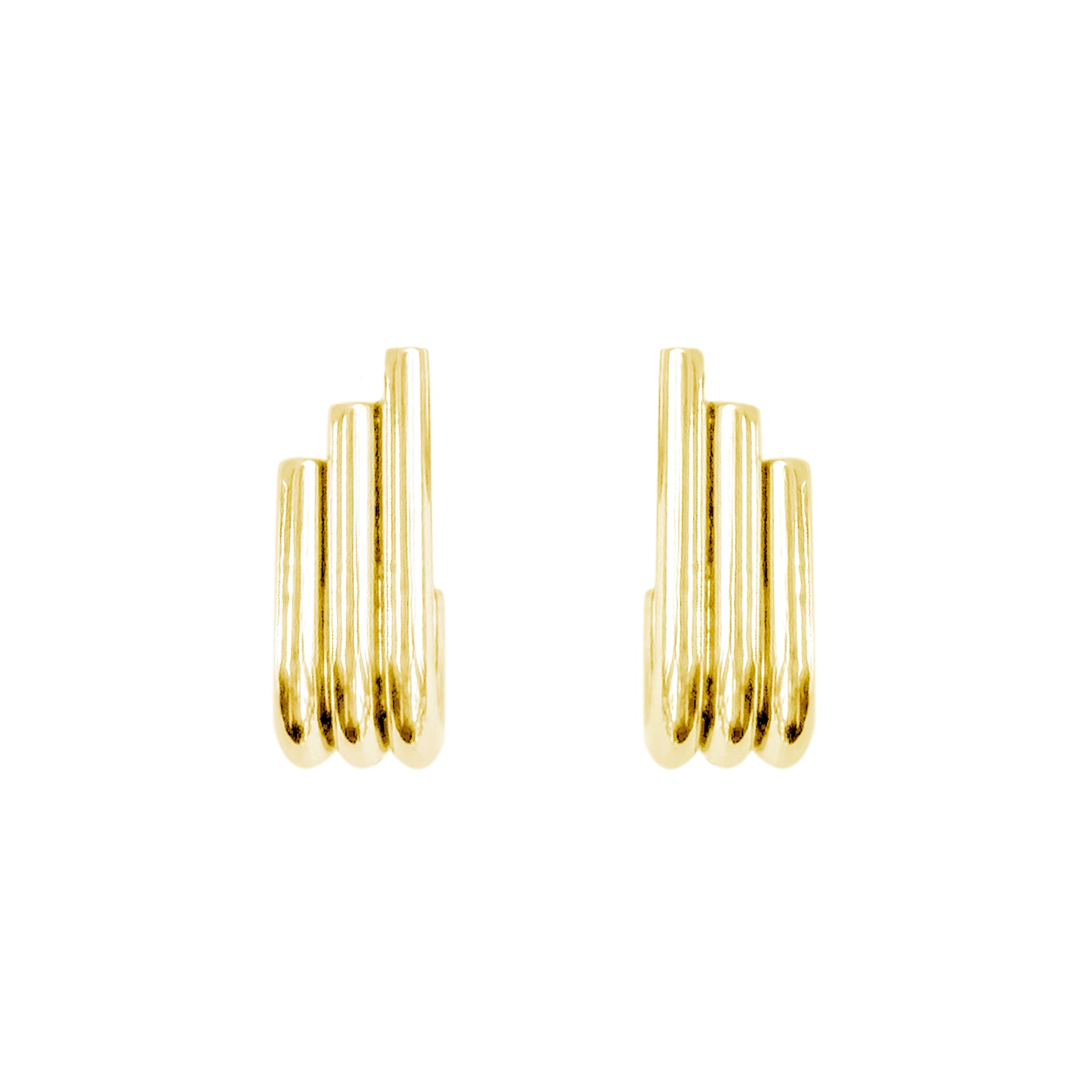 RAMONA GOLD RIBBED J EARRINGS