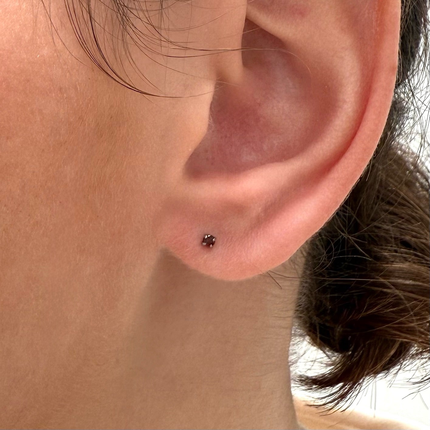 DAINTY SILVER STUD EARRINGS RED SAMPLE