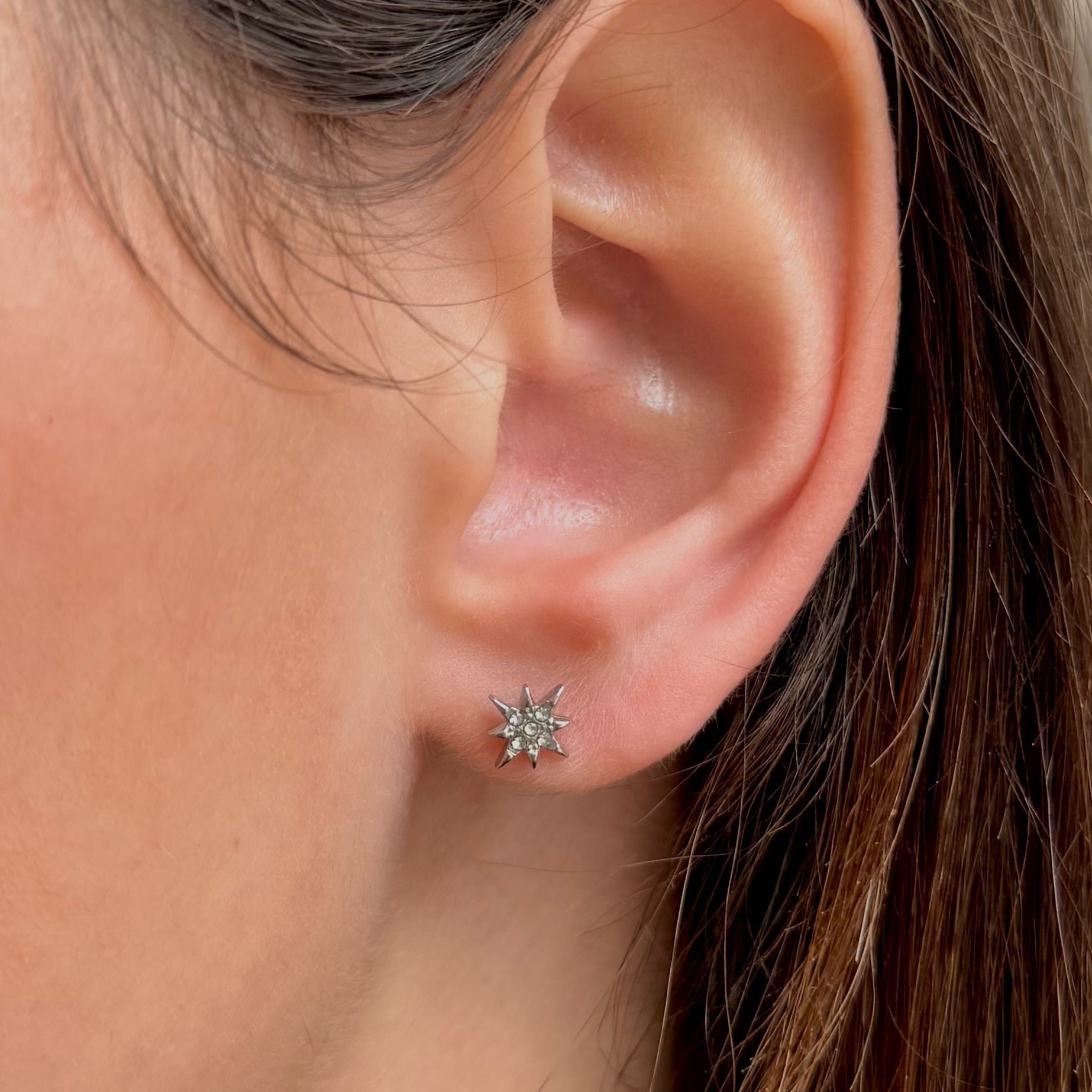 SILVER STARBURST STUD EARRINGS
