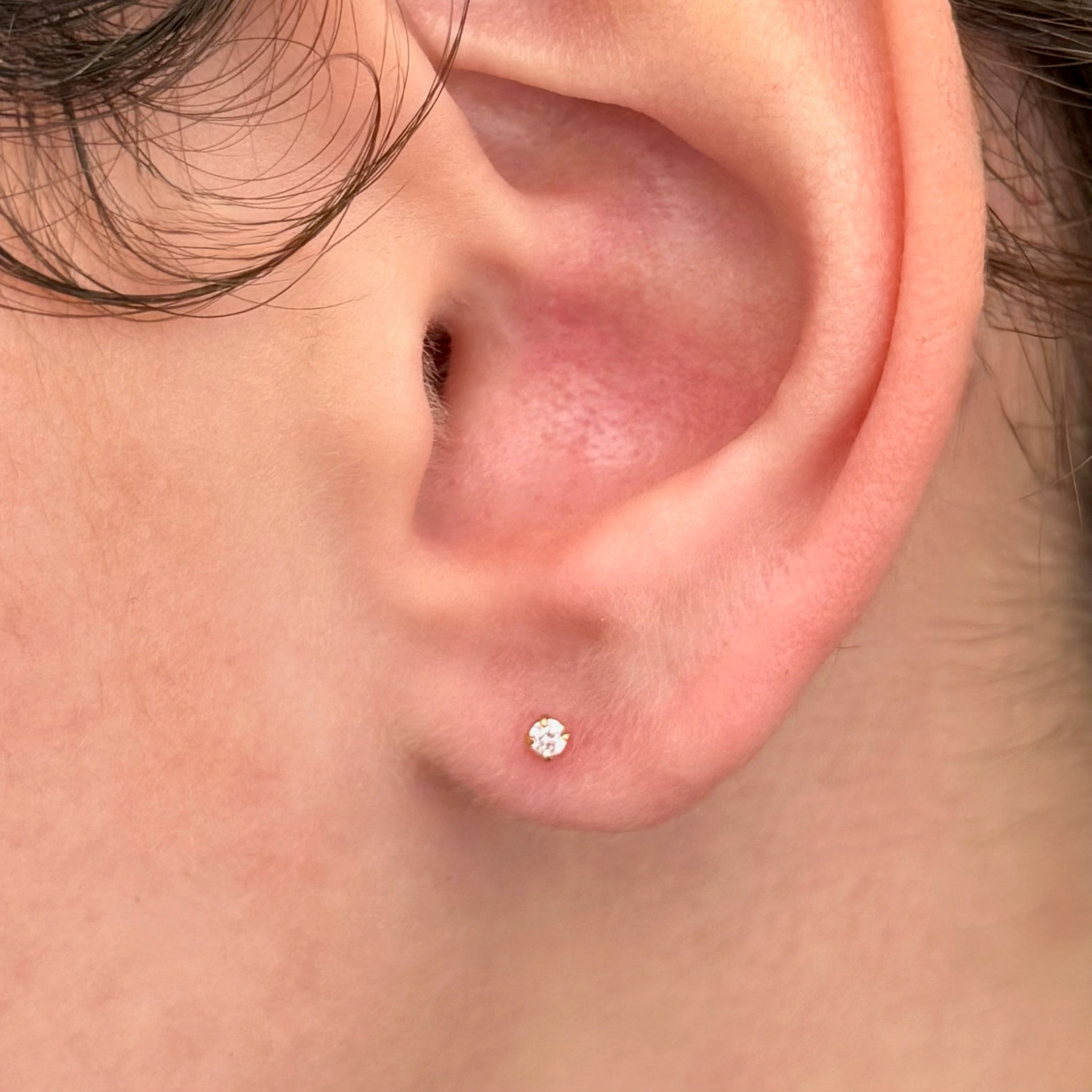 DAINTY GOLD STUD EARRINGS WHITE SAMPLE