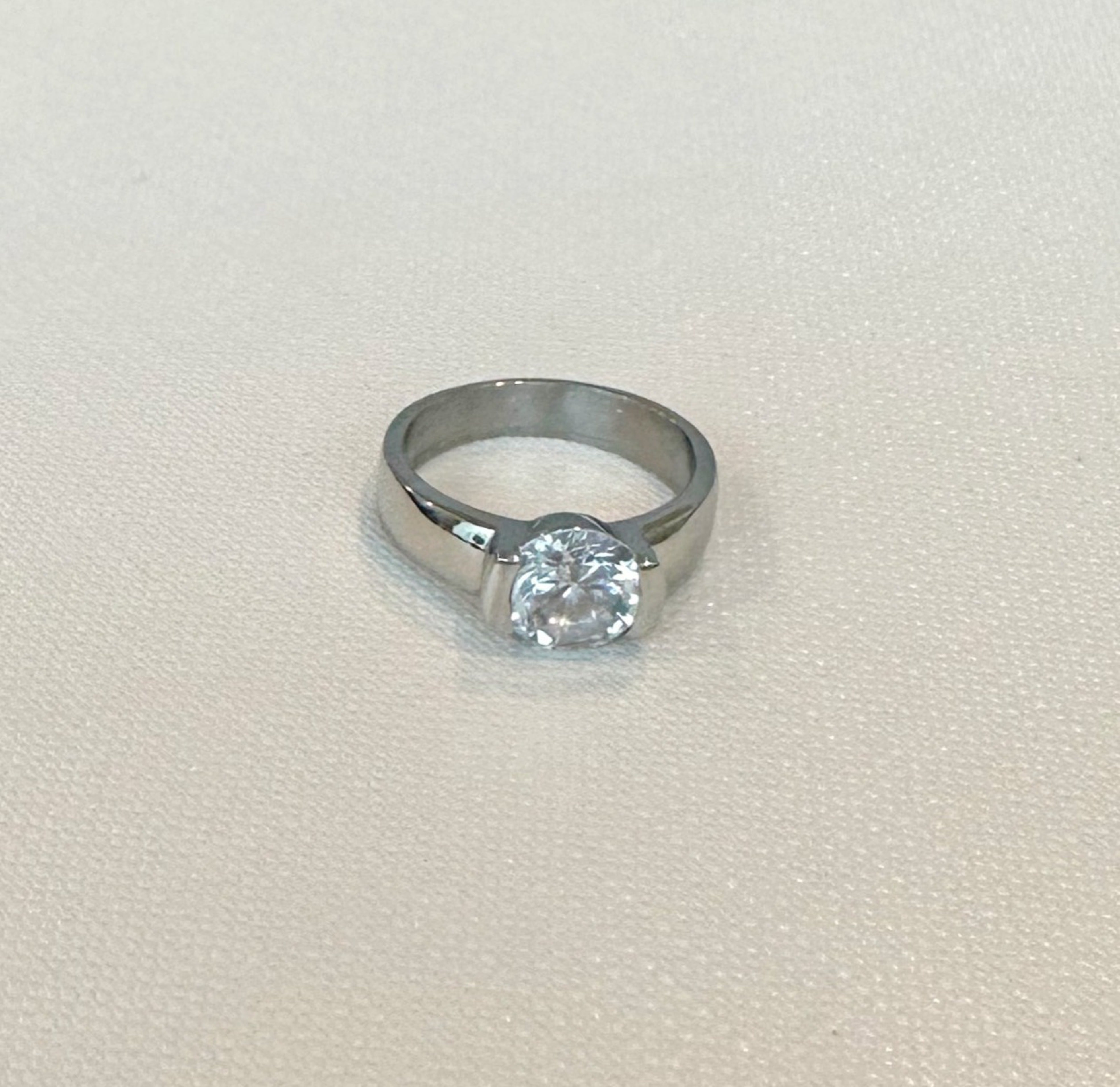 SILVER CZ DIAMOND SOLITAIRE RING - SAMPLE