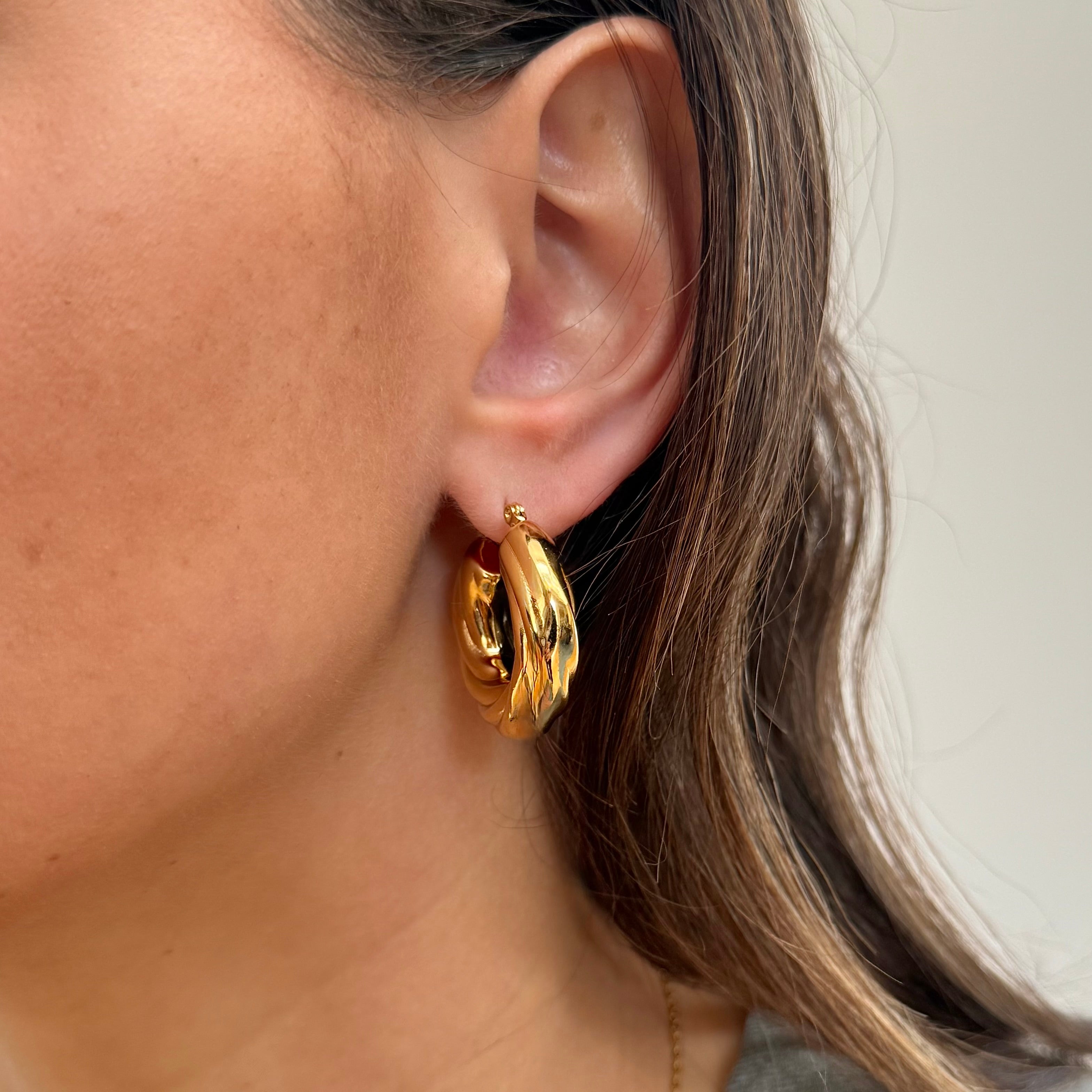 GOLD TWIST CHUNKY HOOP EARRINGS SAMPLE