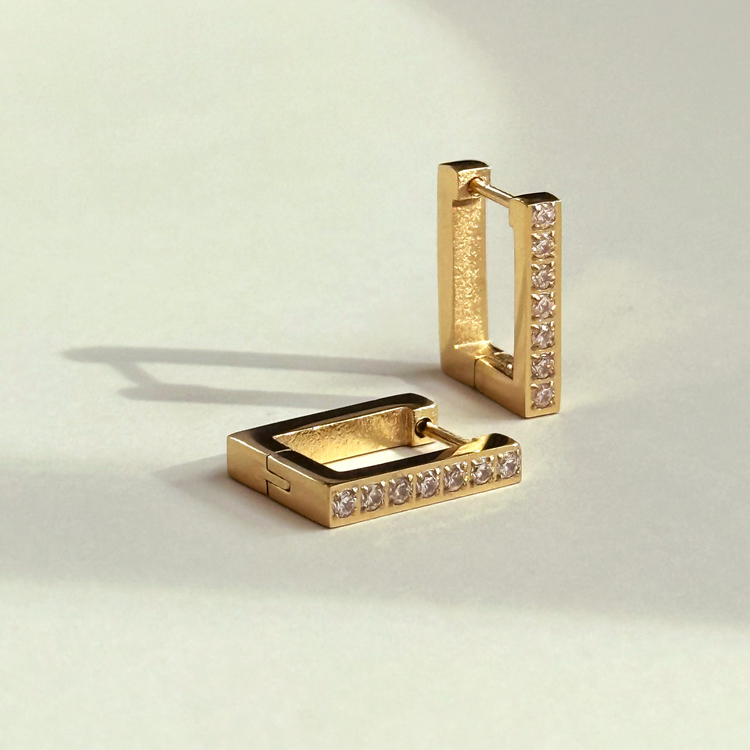 gold square earrings waterproof jewelry