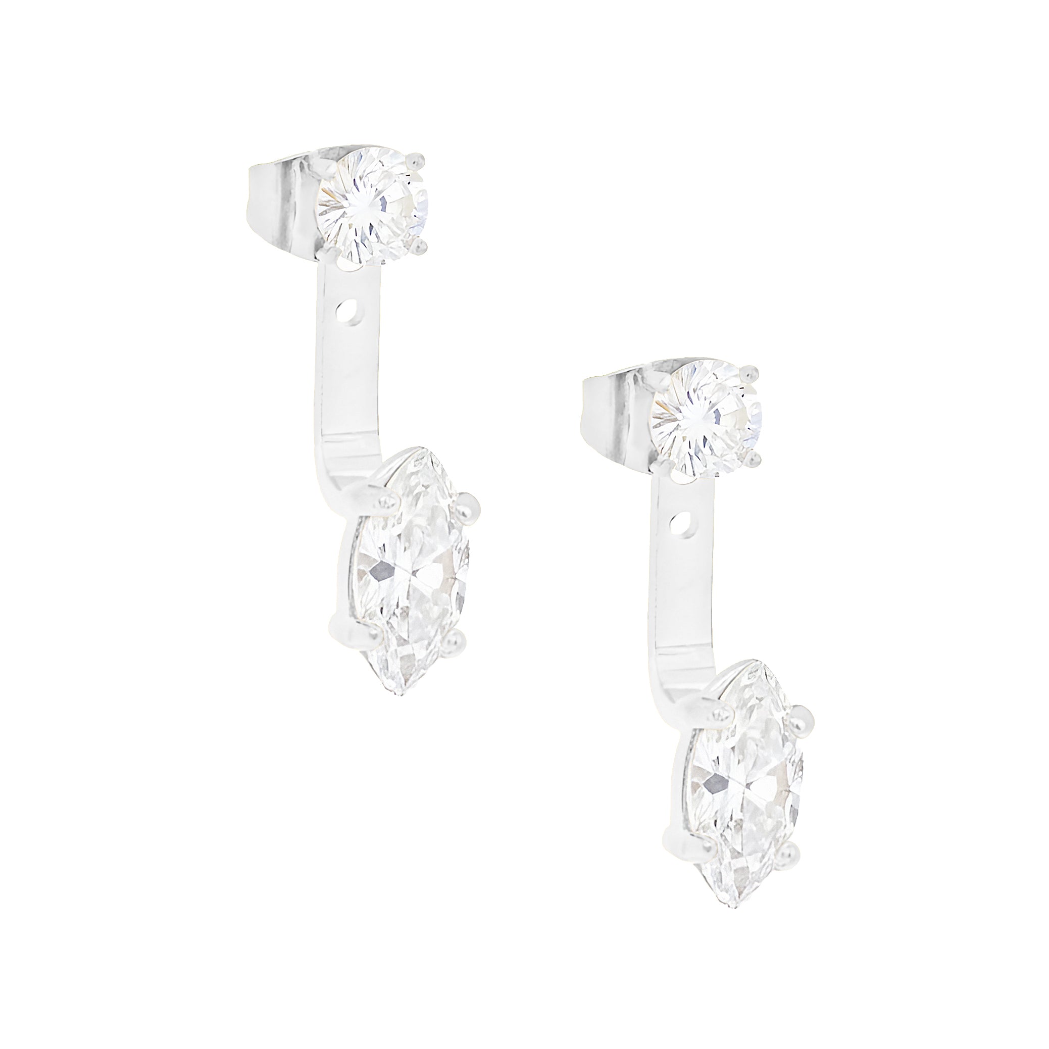 Phoebe-silver-round-and-marquise-dimaond-ear-jacket-waterproof-jewelry