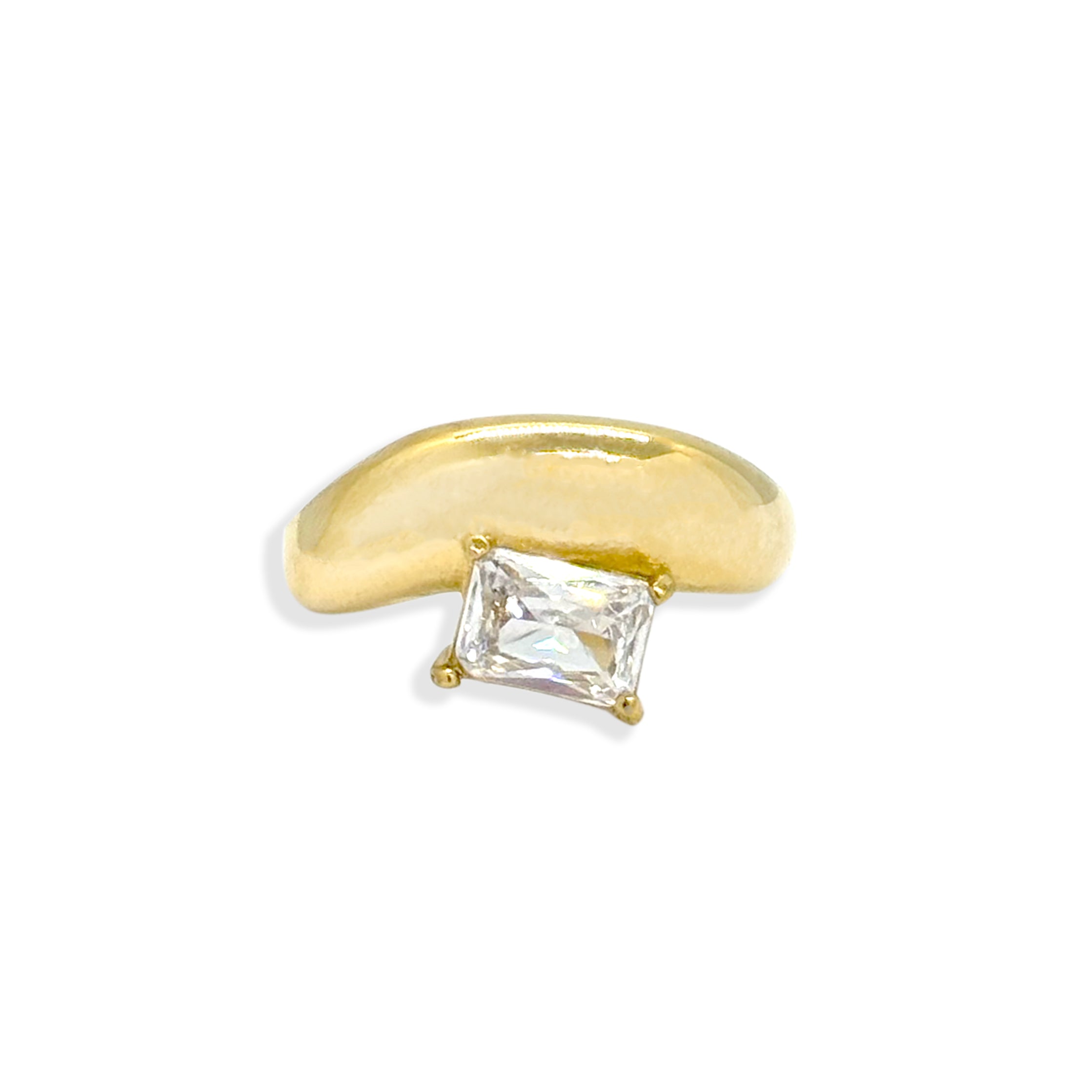 ASTRID GOLD EMERALD SOLITAIRE ASYMMETRICAL DOME RING