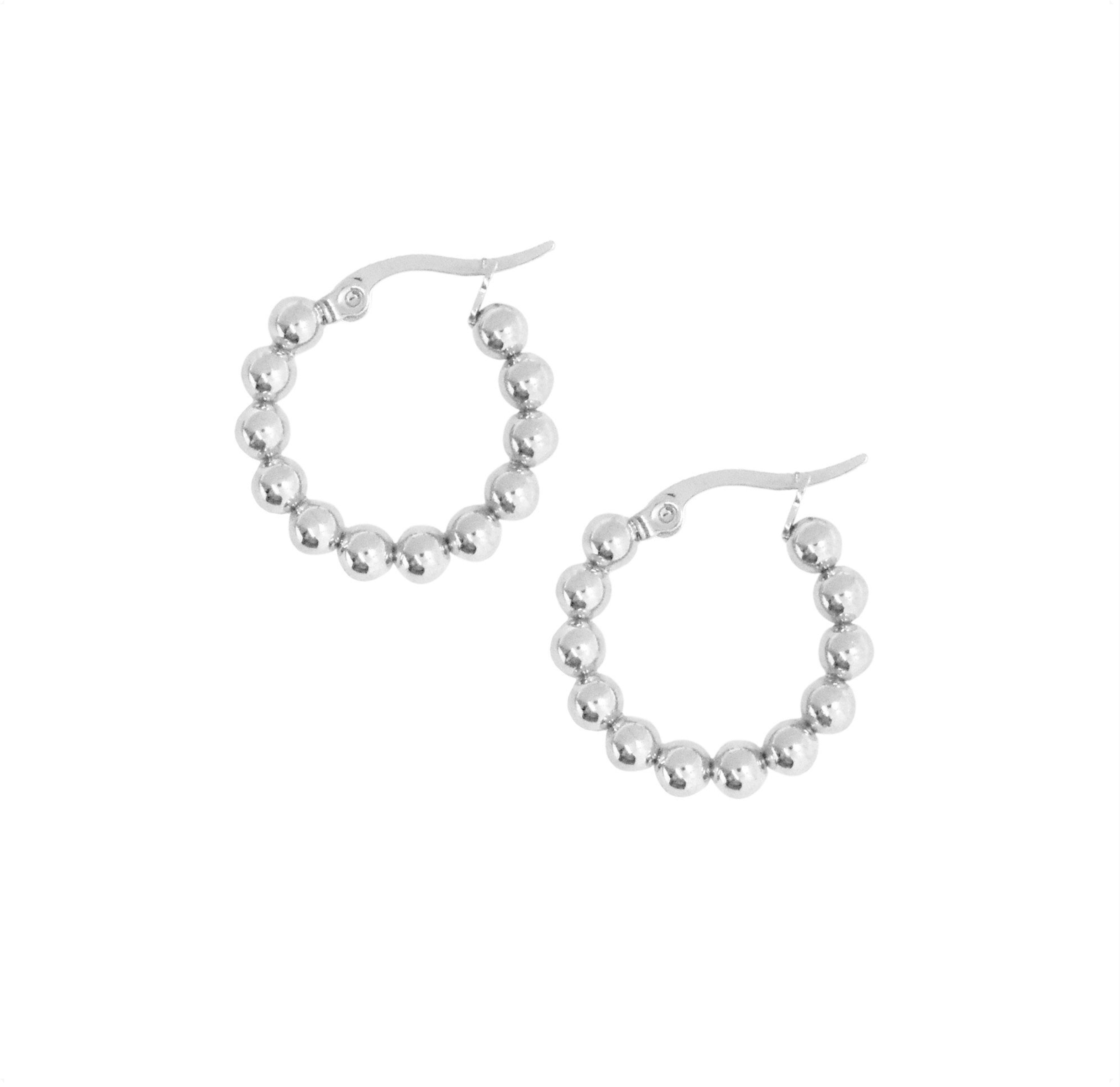 ROCCO SMALL SILVER BEADED HOOP EARRINGS SAMPLE