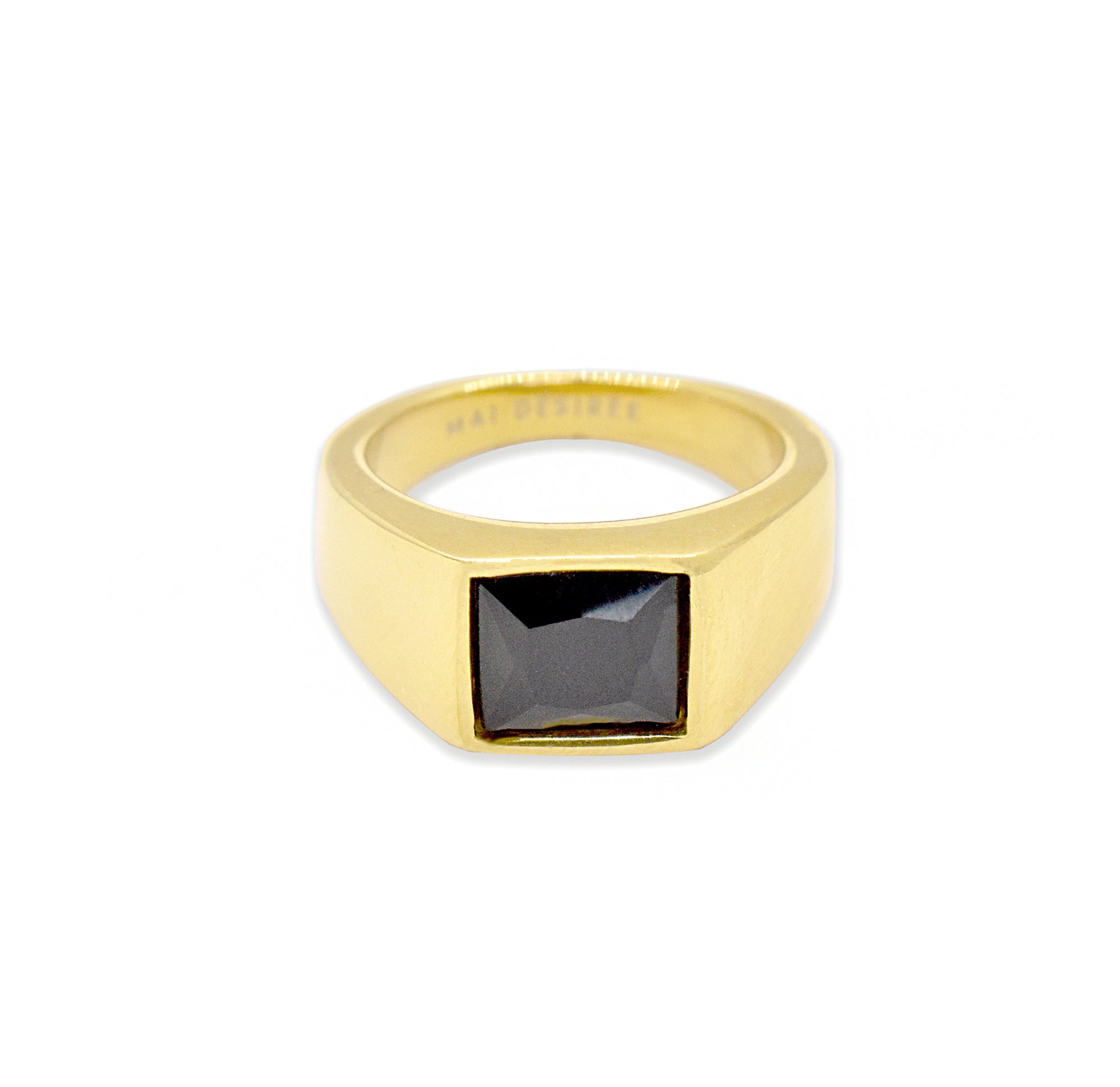 gold onyx signet ring waterproof jewelry