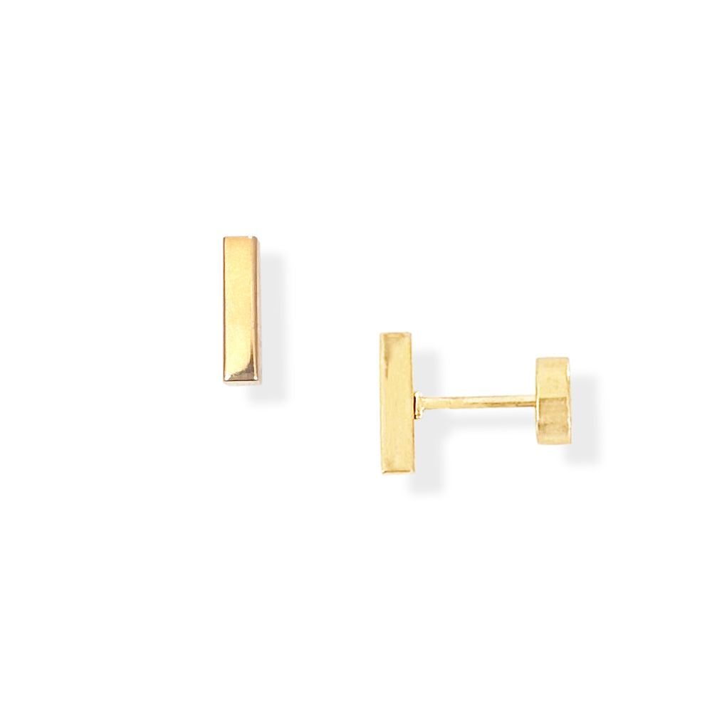 CASSIE DAINTY GOLD BAR STUD EARRINGS COMFORT FIT