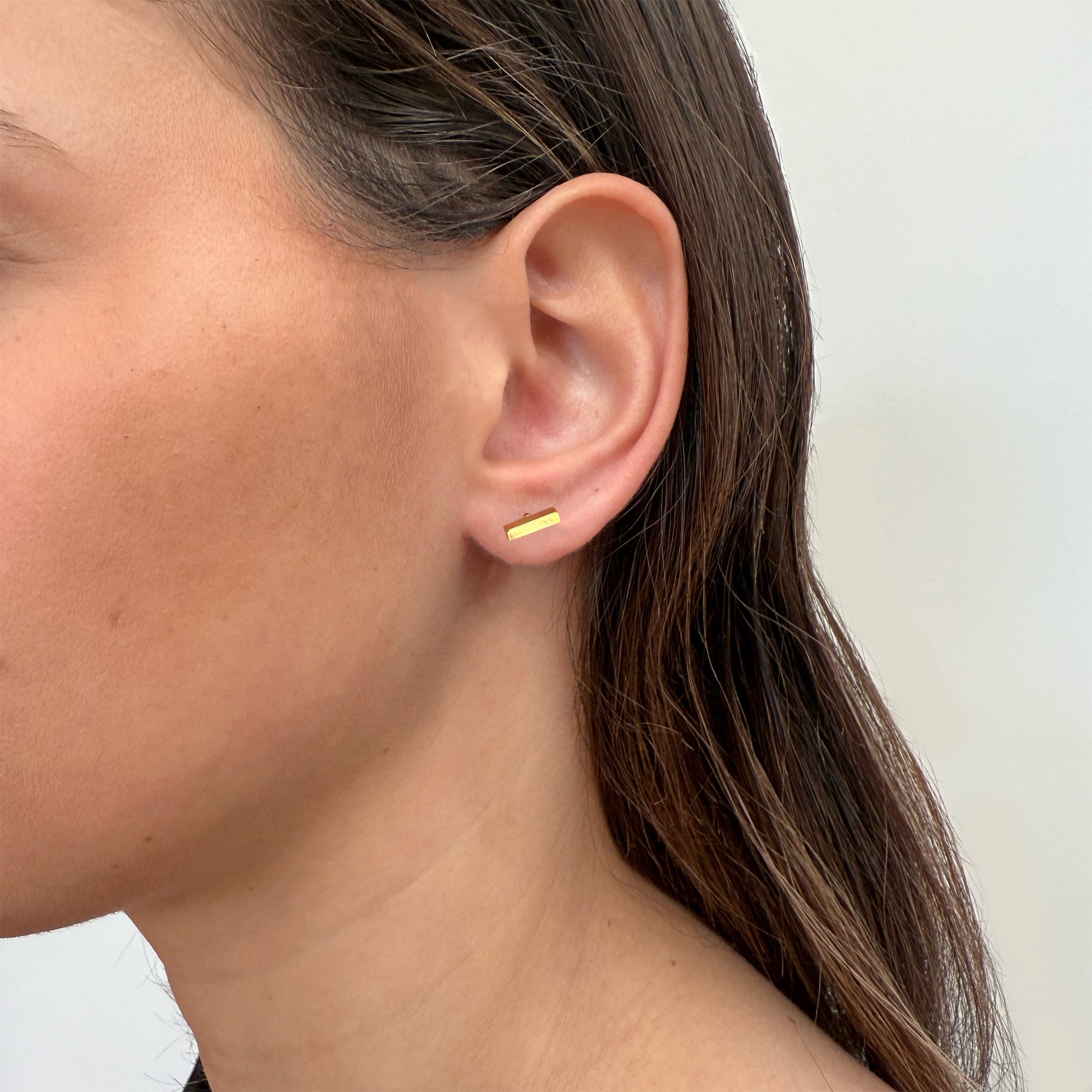 CASSIE DAINTY GOLD BAR STUD EARRINGS COMFORT FIT