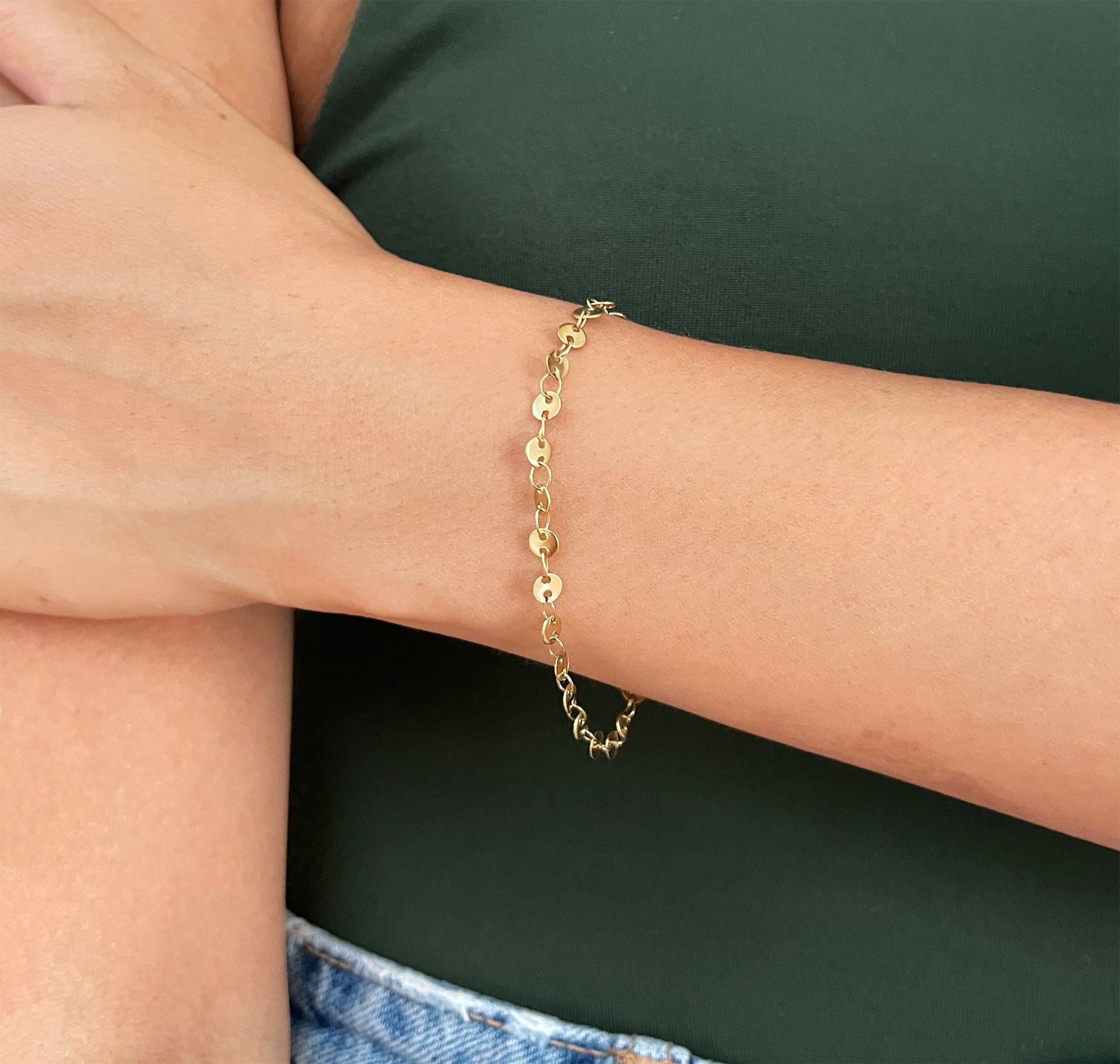 dainty gold disc bracelet waterproof bracelet