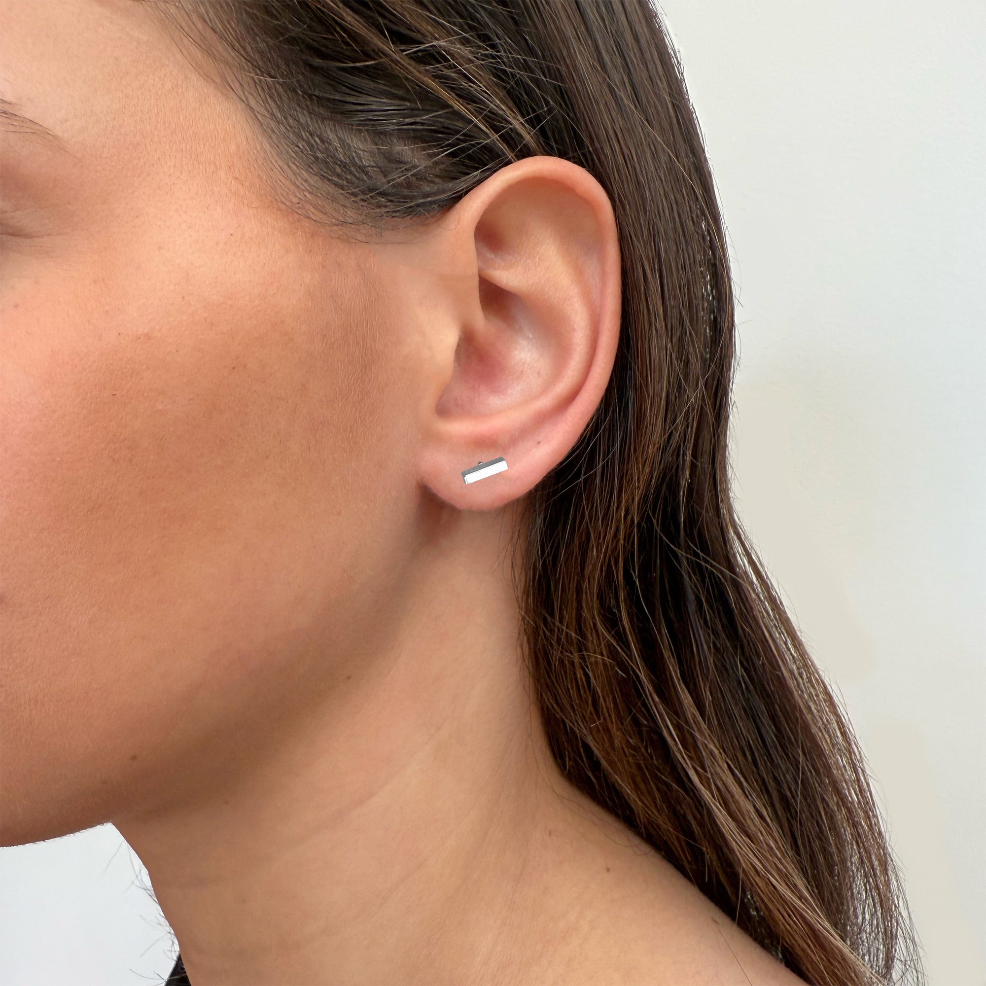 CASSIE DAINTY SILVER BAR STUD EARRINGS COMFORT FIT
