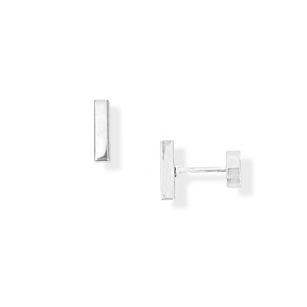 CASSIE DAINTY SILVER BAR STUD EARRINGS COMFORT FIT