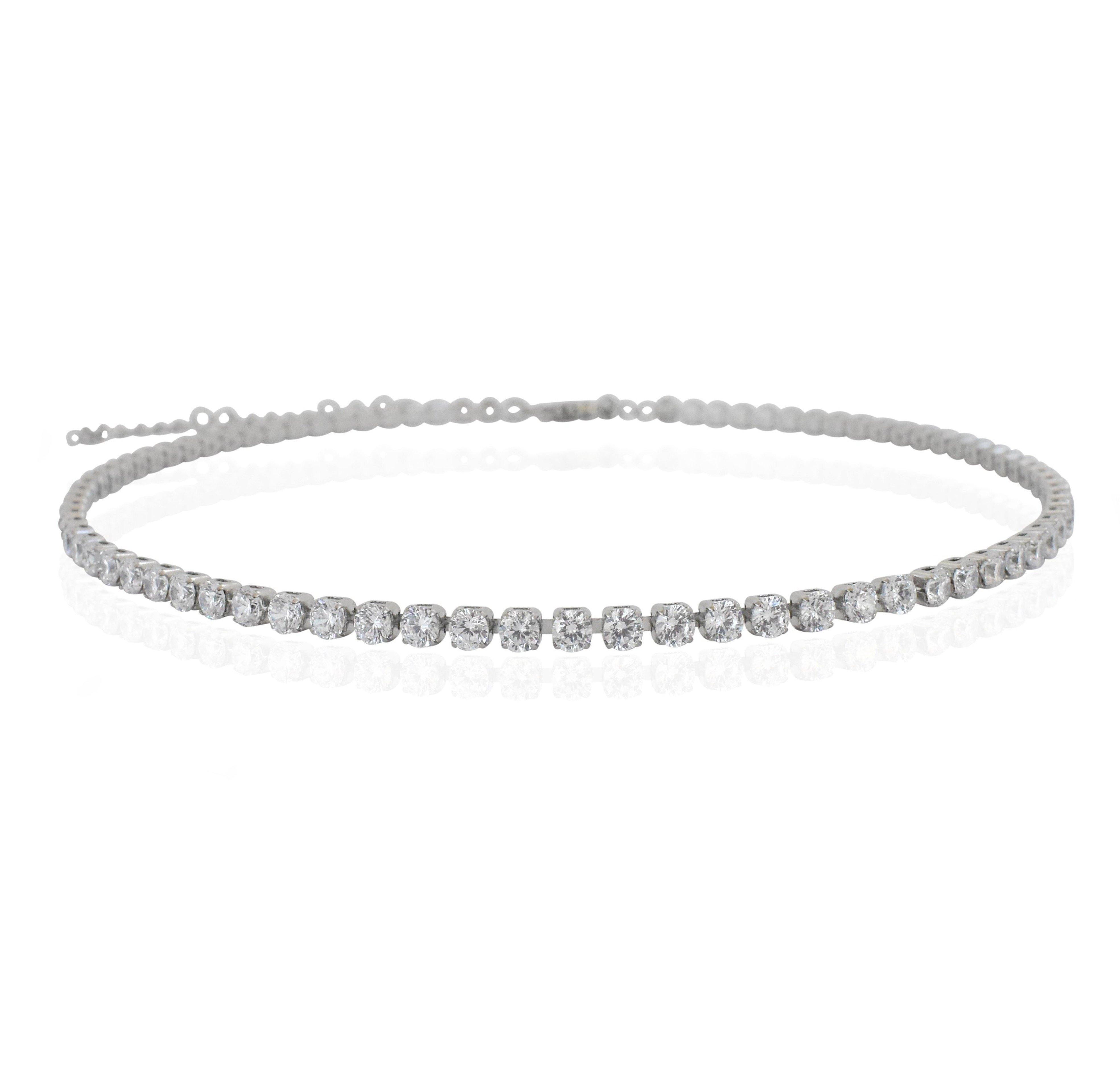 dainty diamond tennis necklace