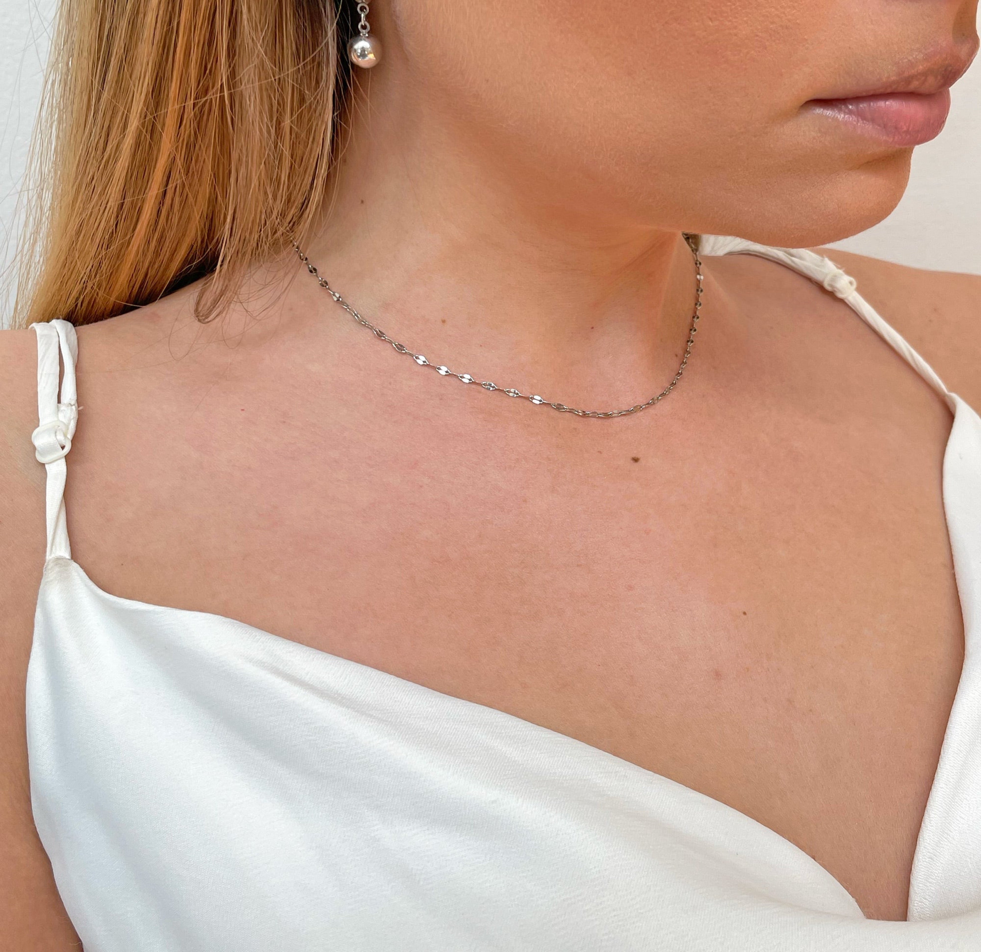 silver dainty lace chain necklace waterproof jewelry