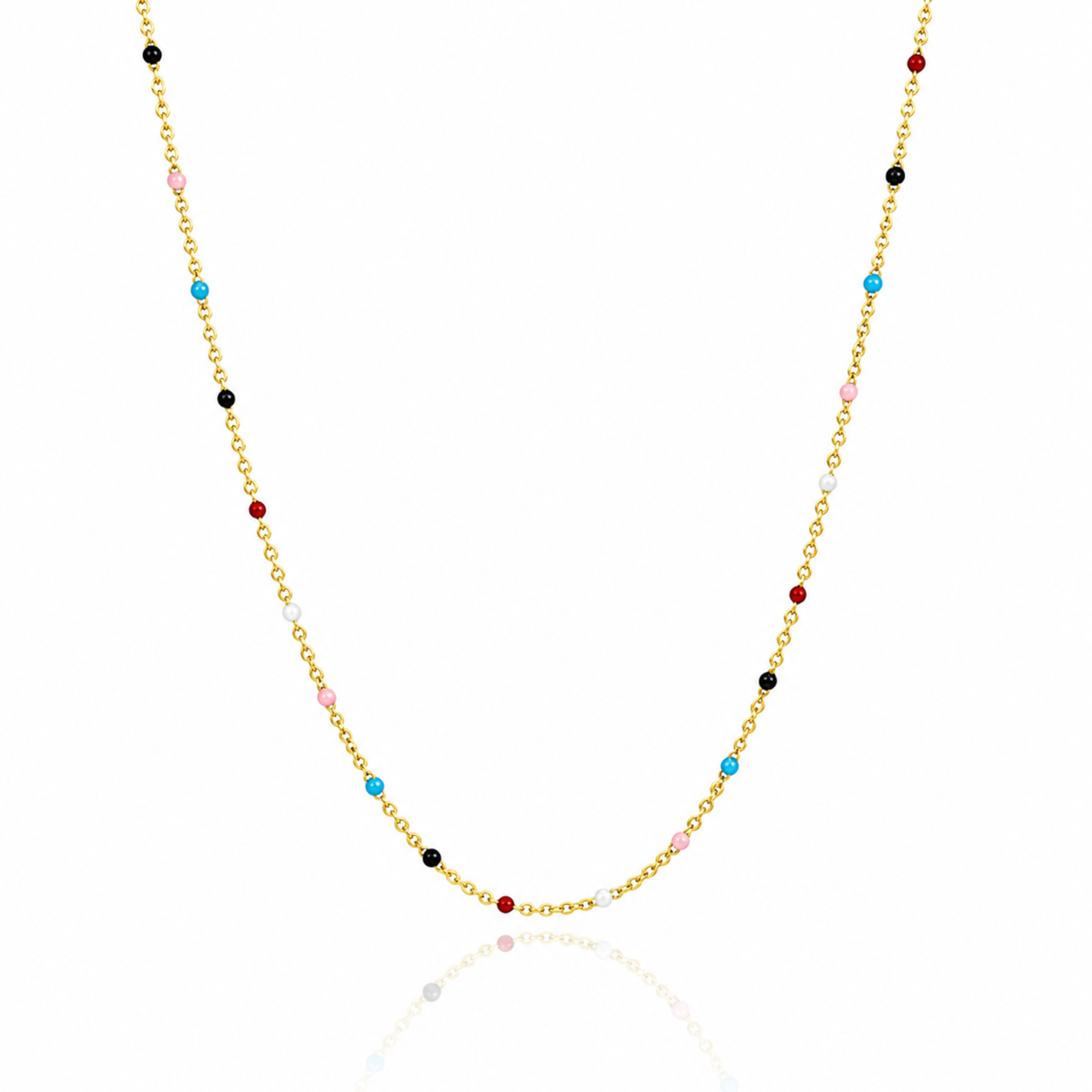 dainty gold rainbow beaded chain necklace
