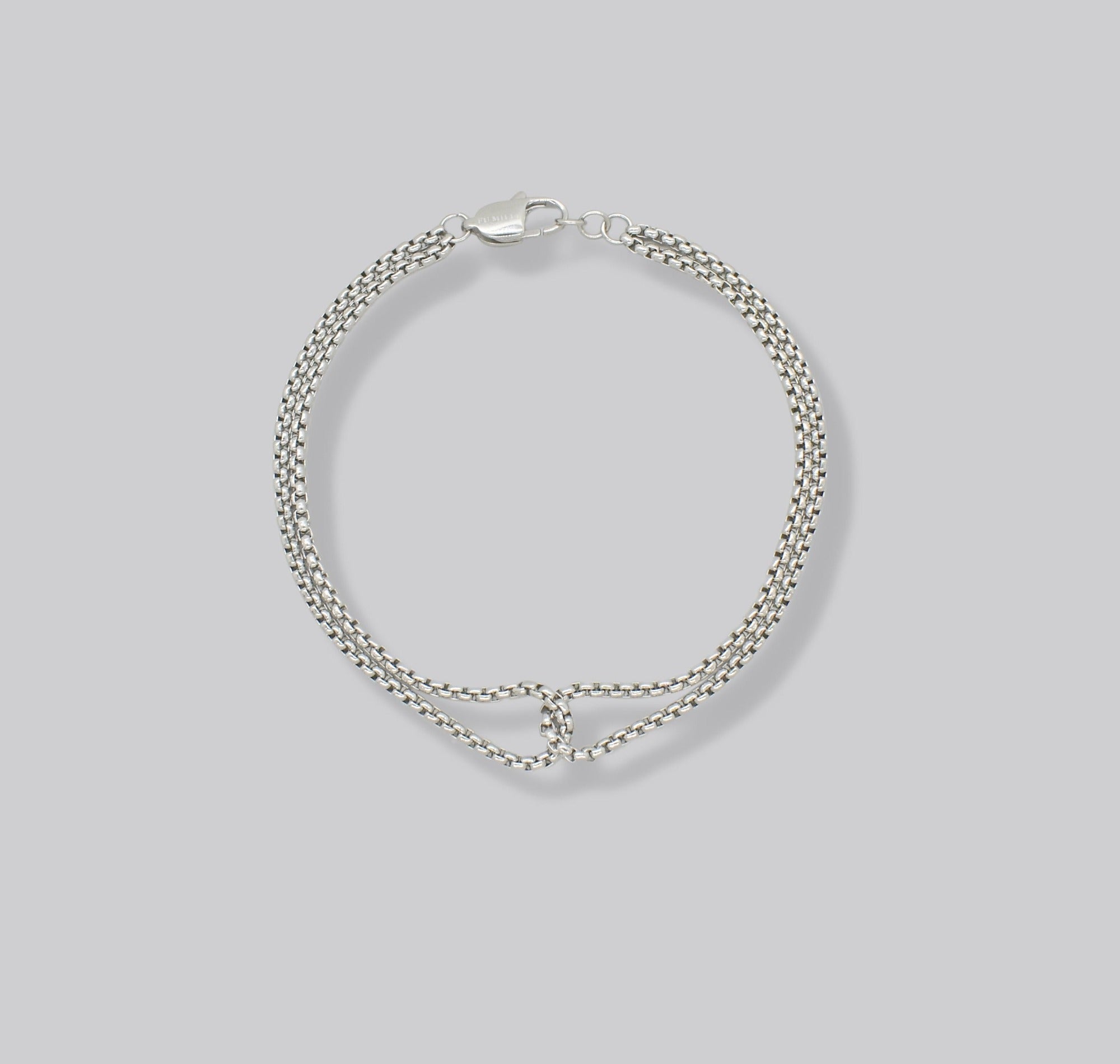 silver double loop bracelets mens waterproof jewelry