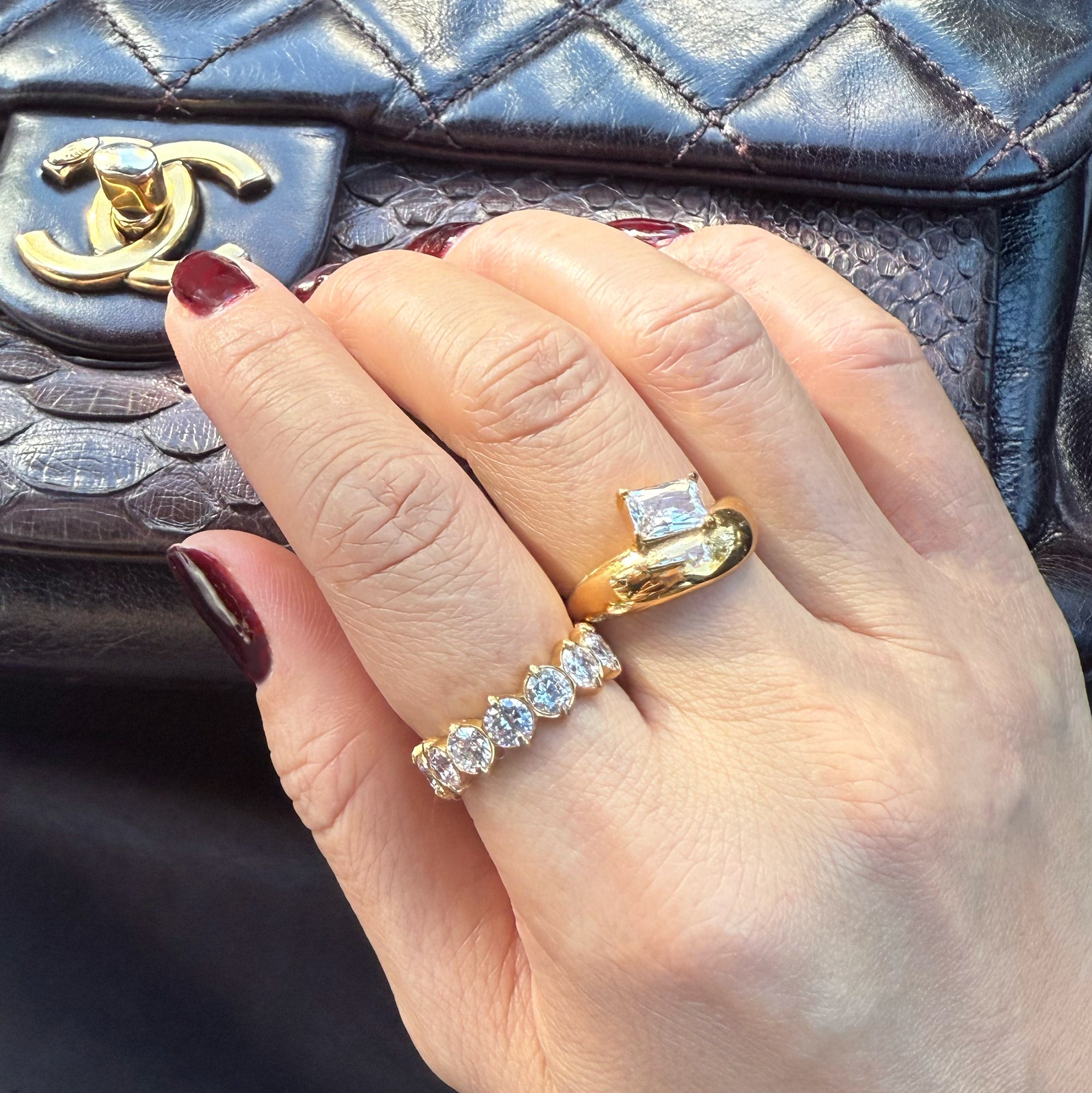 ASTRID GOLD EMERALD SOLITAIRE ASYMMETRICAL DOME RING- SAMPLE