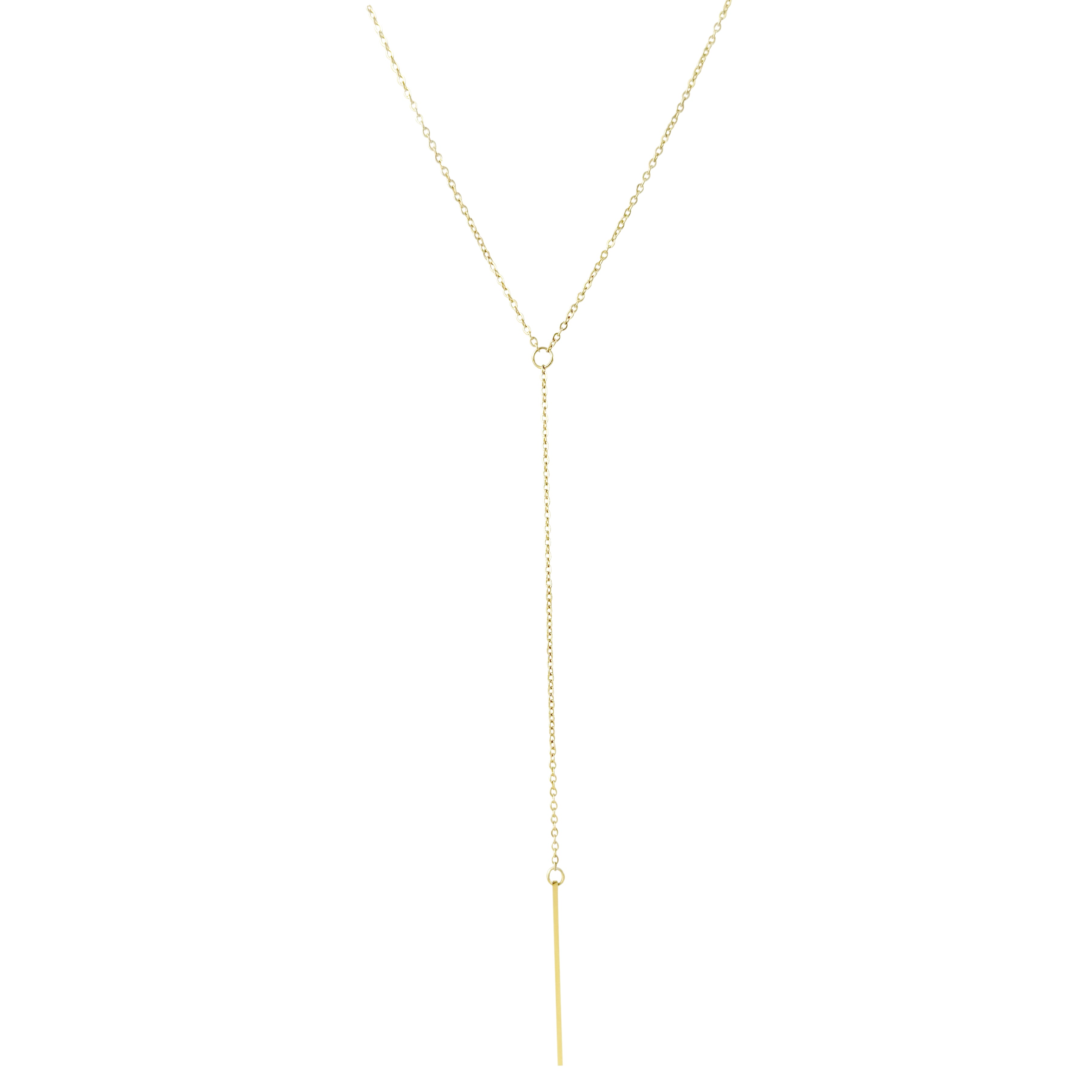 YVETTE GOLD Y LARIAT BAR CHAIN NECKLACE