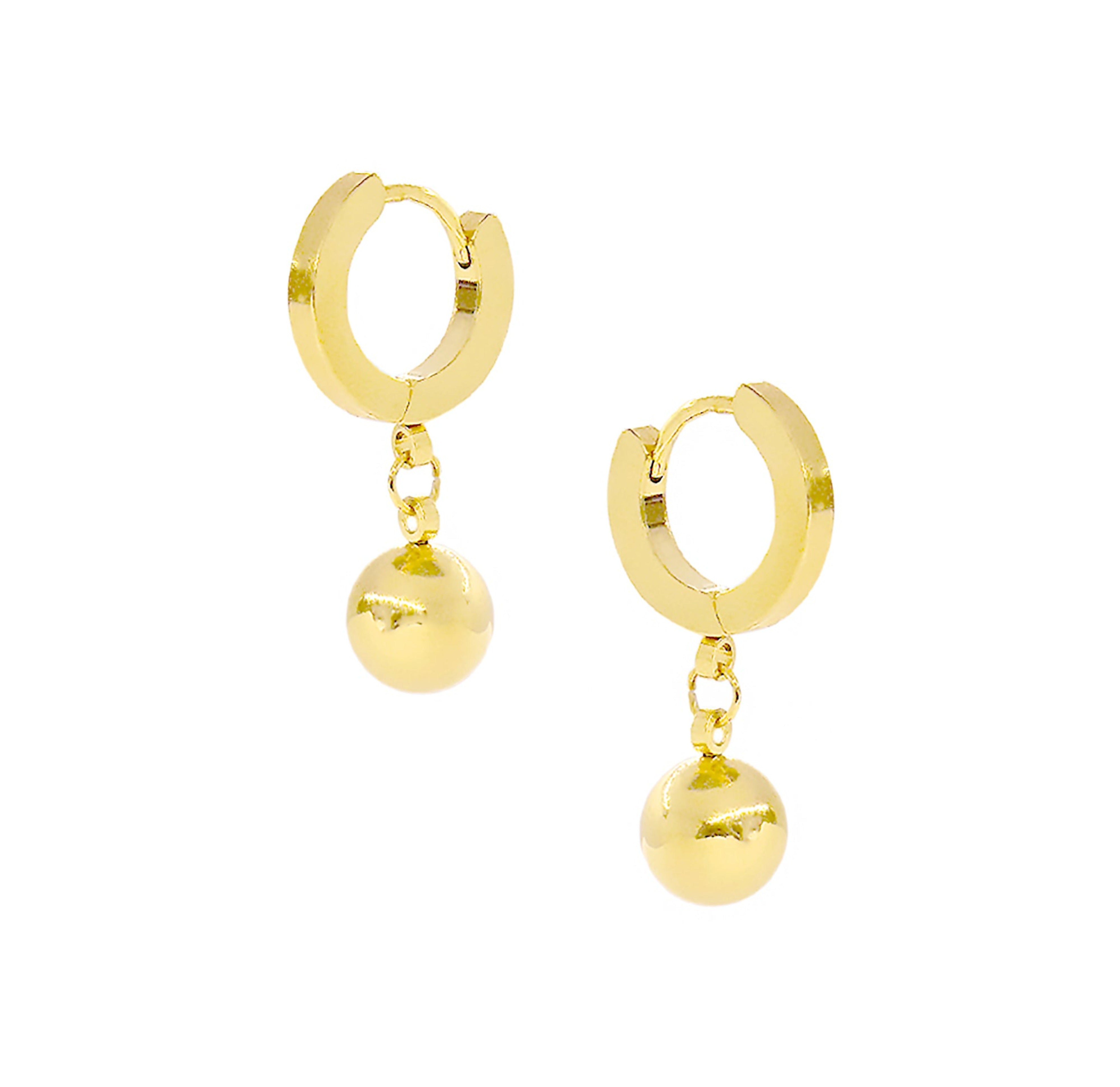gold ball drop huggie earrings waterproof jewelry