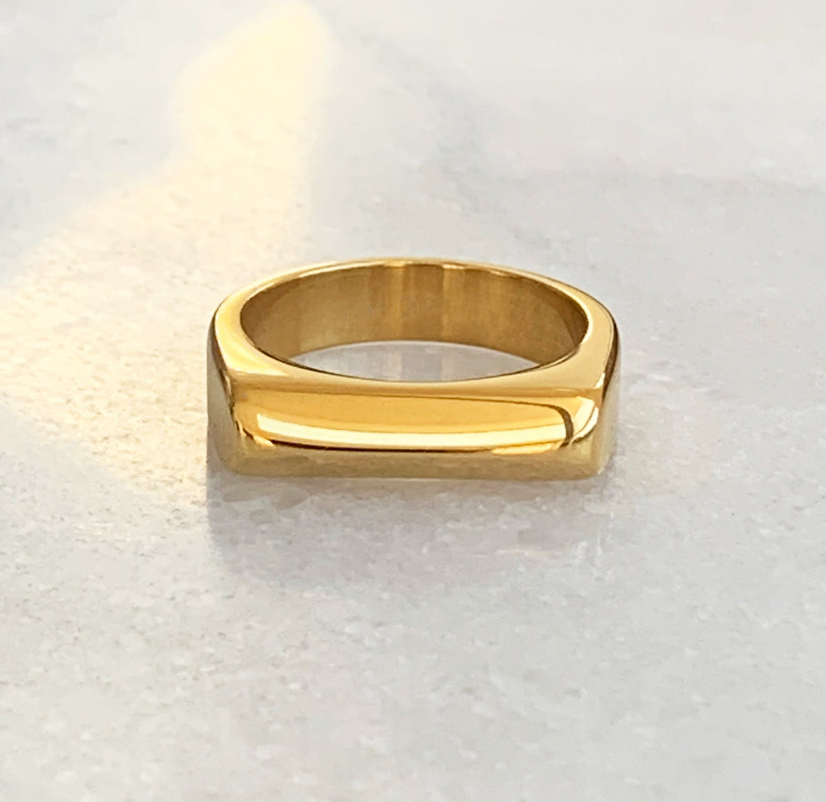 gold bar dome ring waterproof jewelry