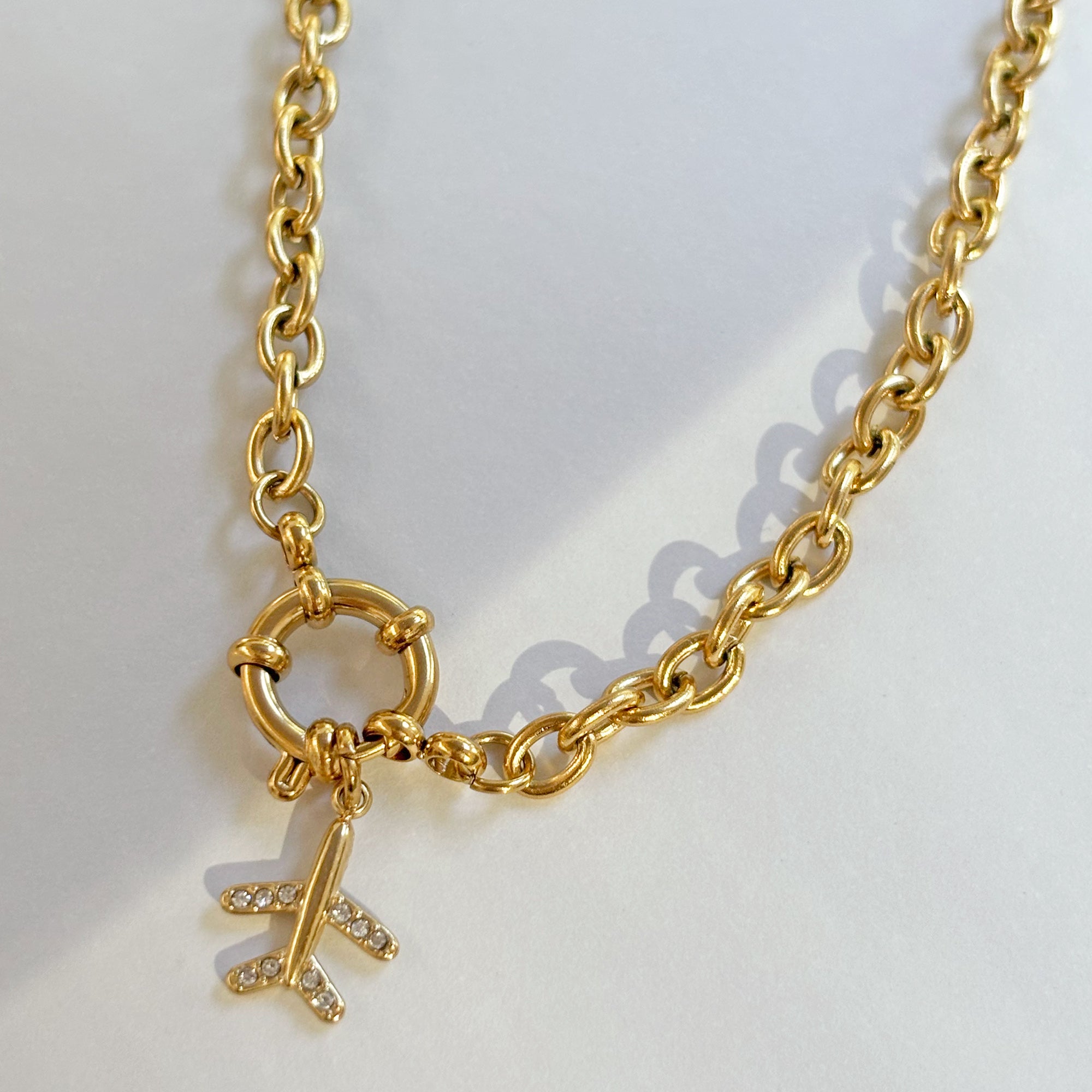 GOLD AIRPLANE PENDANT CHARM