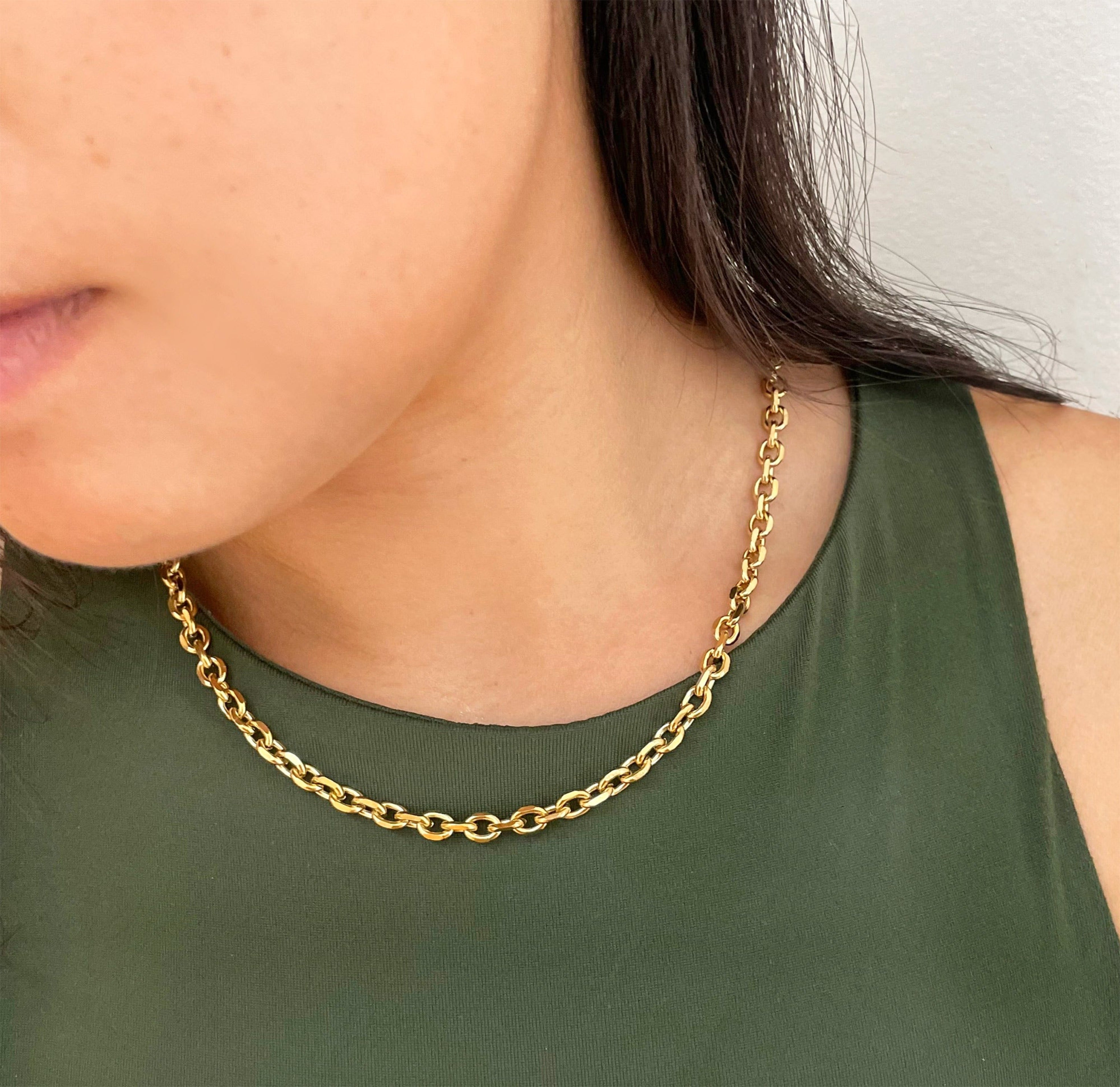 gold cable chain necklace waterproof jewelry