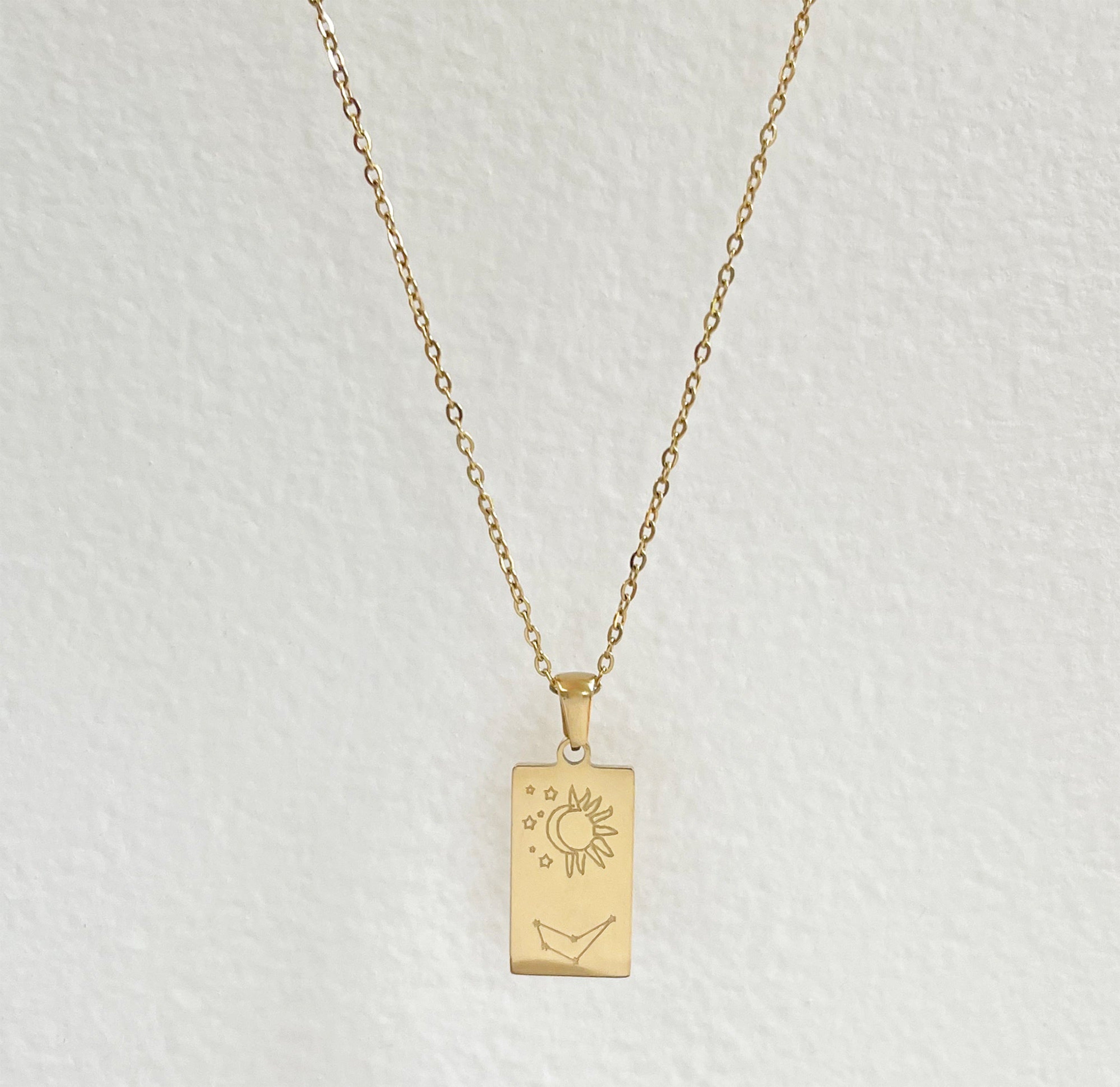 the goat gold zodiac pendant necklace for Capricorn sign waterproof jewelry