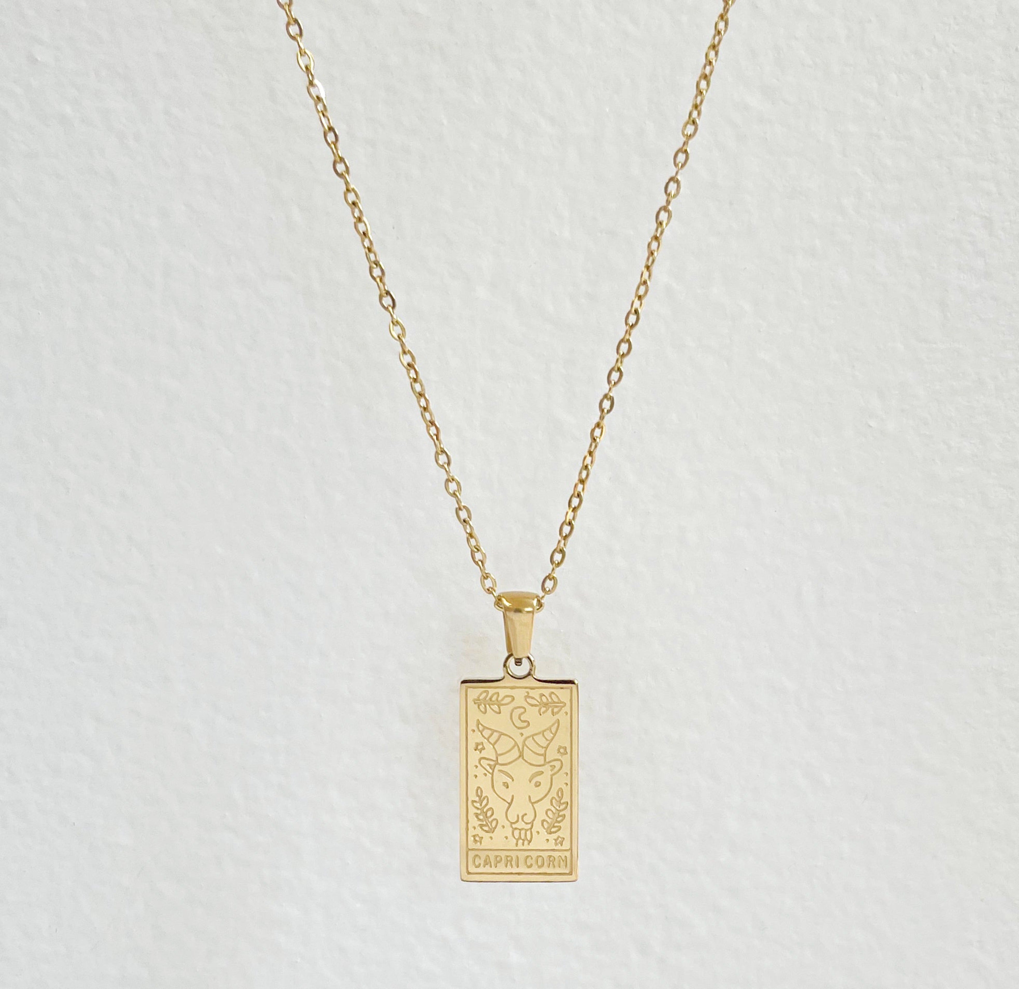 the goat gold zodiac pendant necklace for Capricorn sign waterproof jewelry