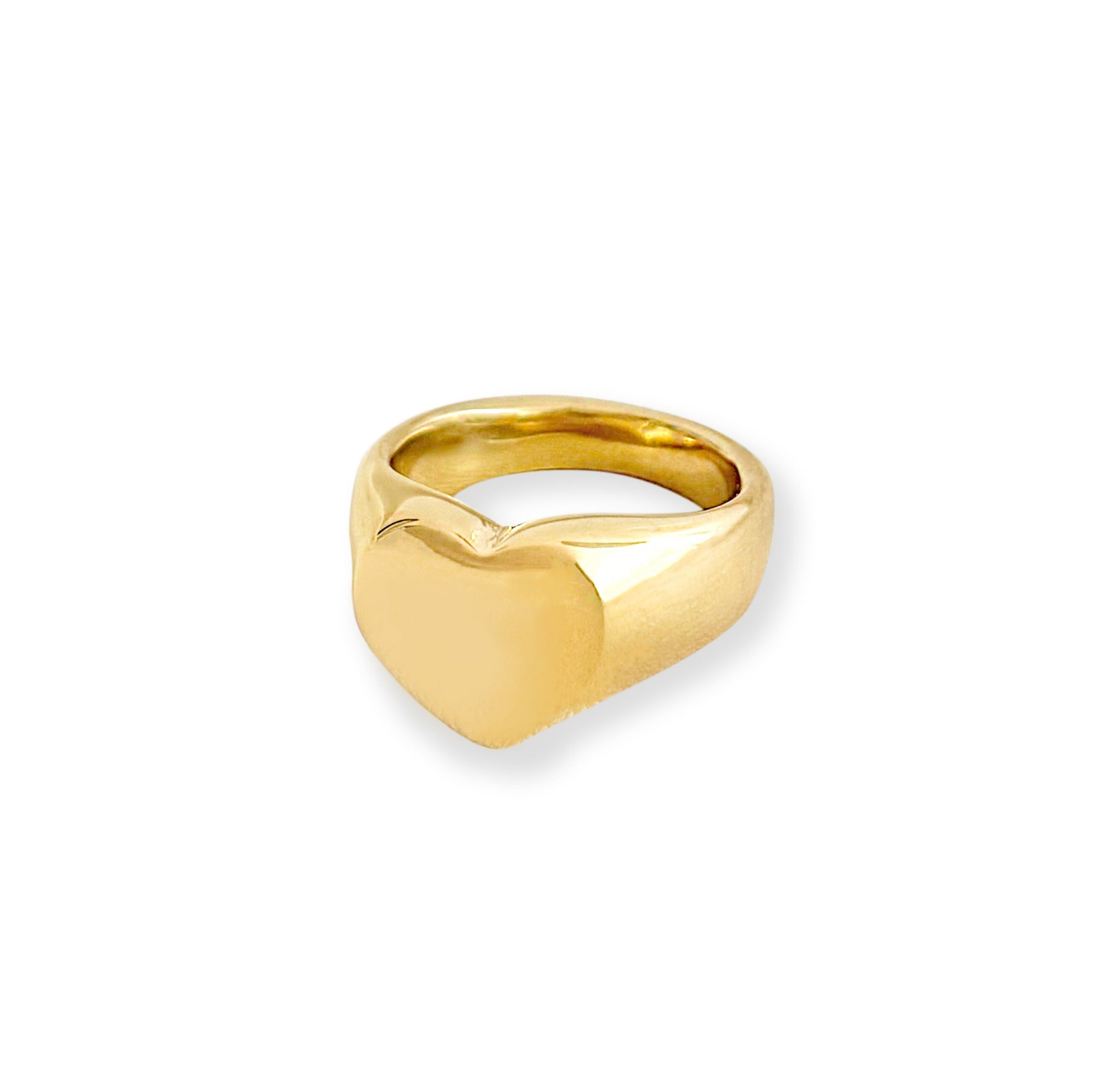 gold chunky heart signet ring