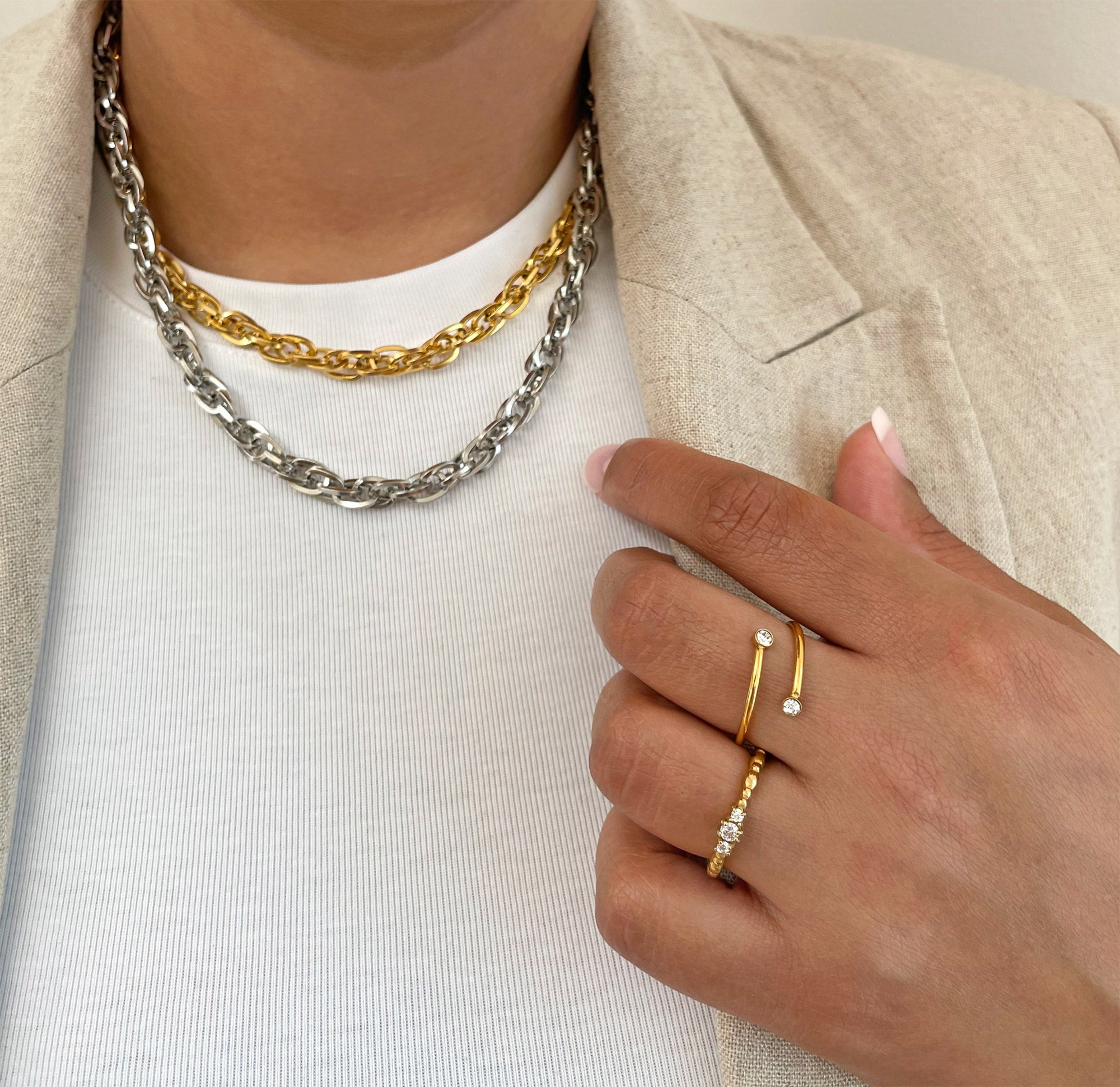 Sylvie gold spiral ring waterproof jewelry