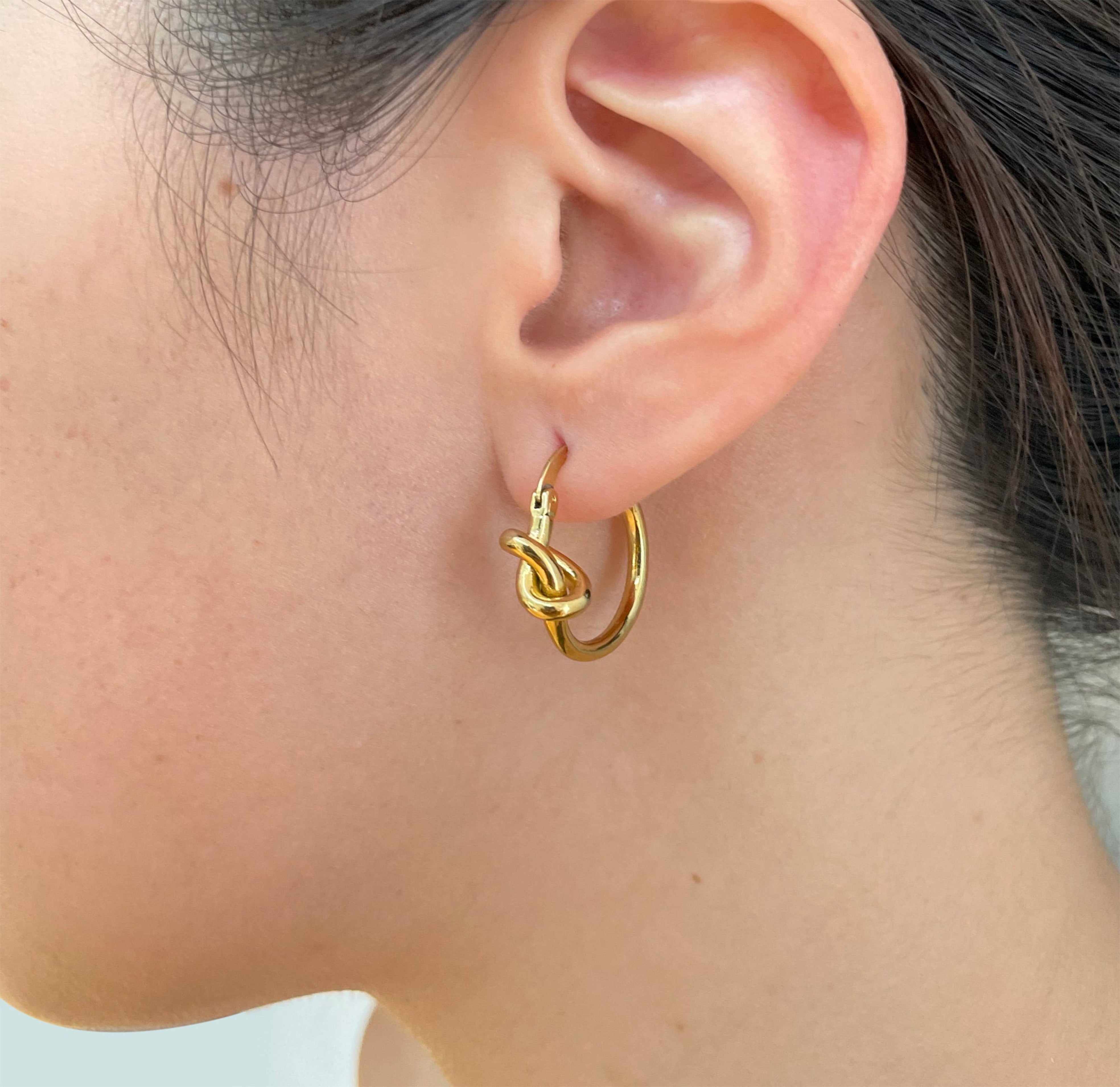 gold knot hoop earrings waterproof jewelry