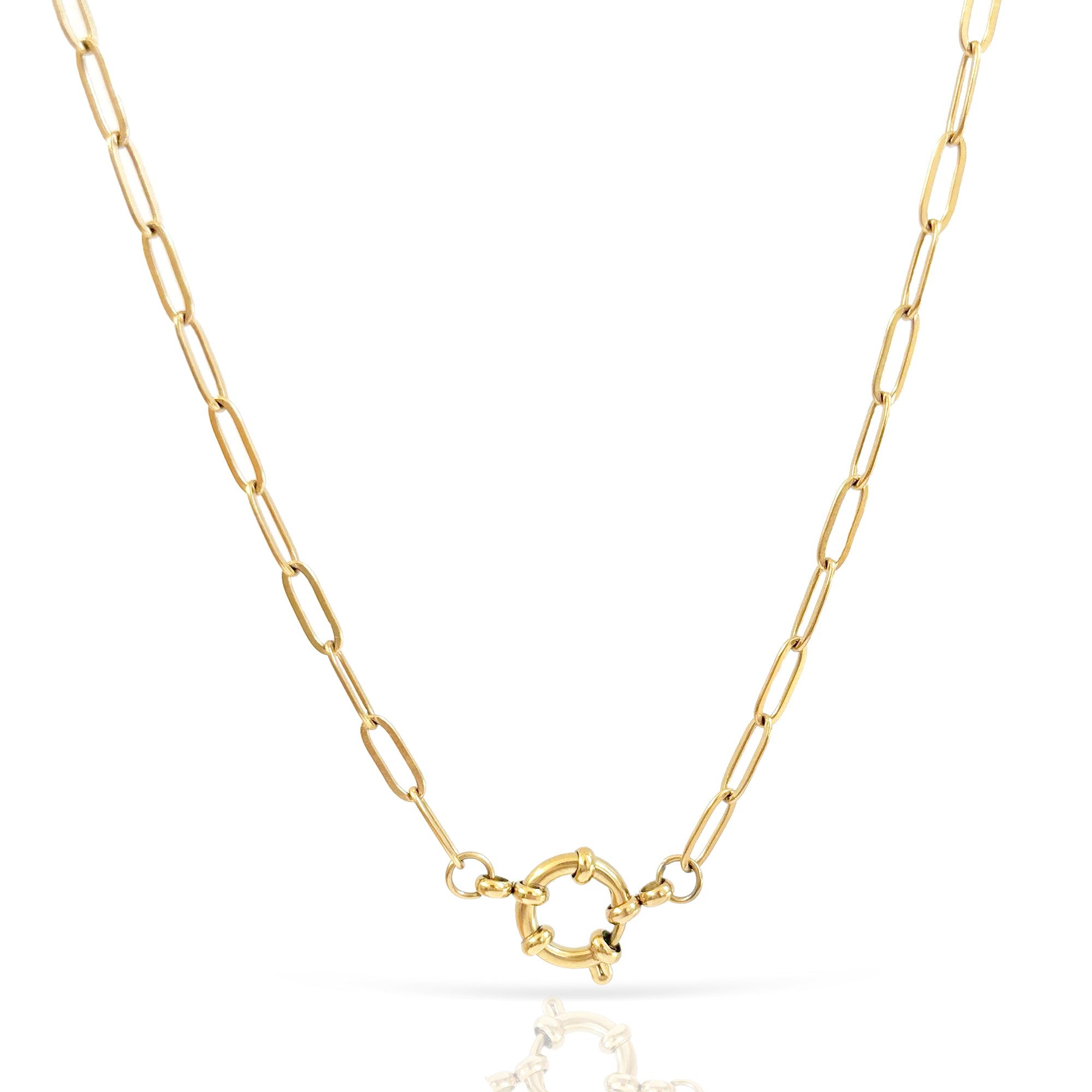 gold paperclip chain charm necklace waterproof jewelry