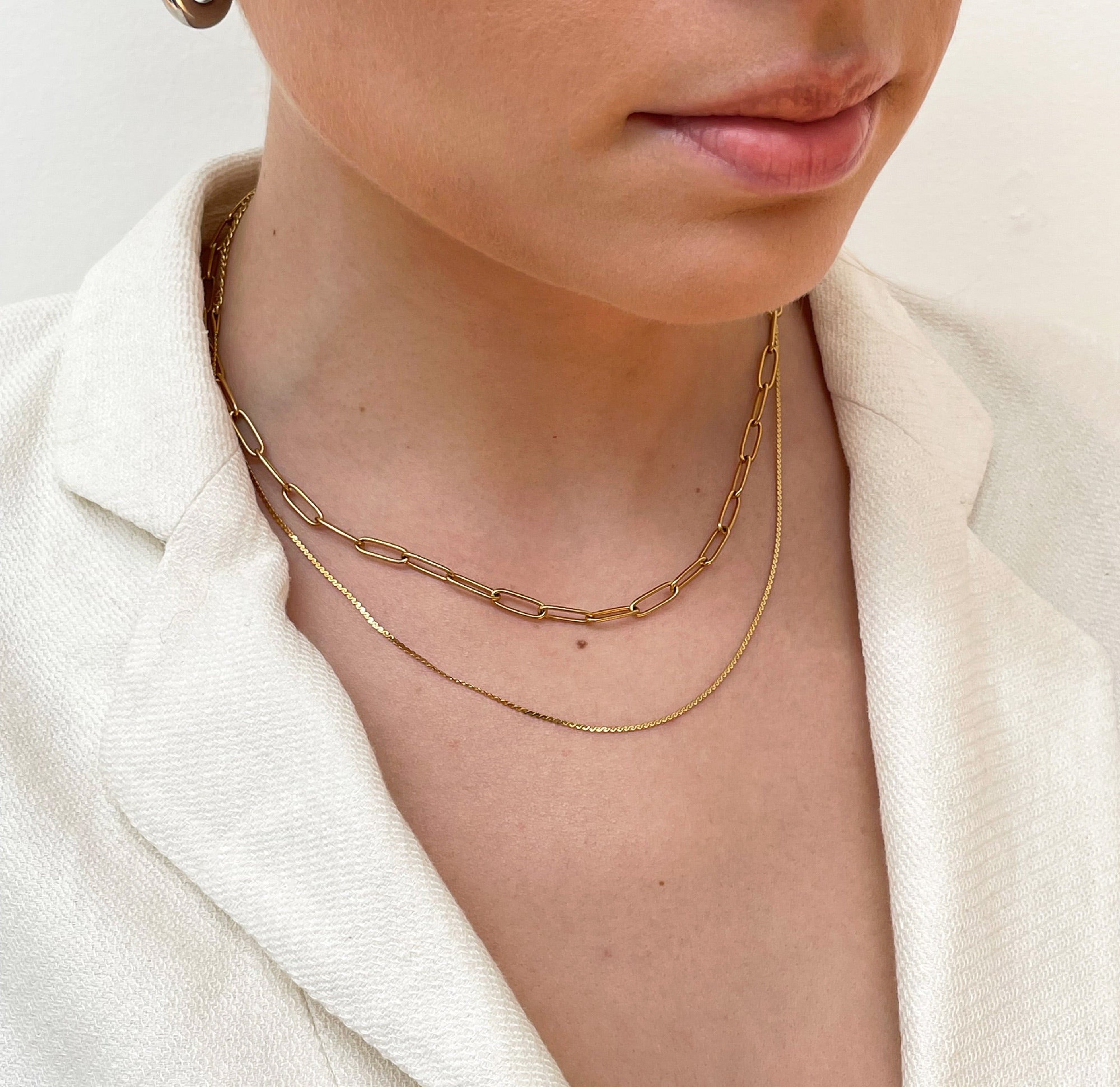 gold paperclip chain necklace waterproof jewelry