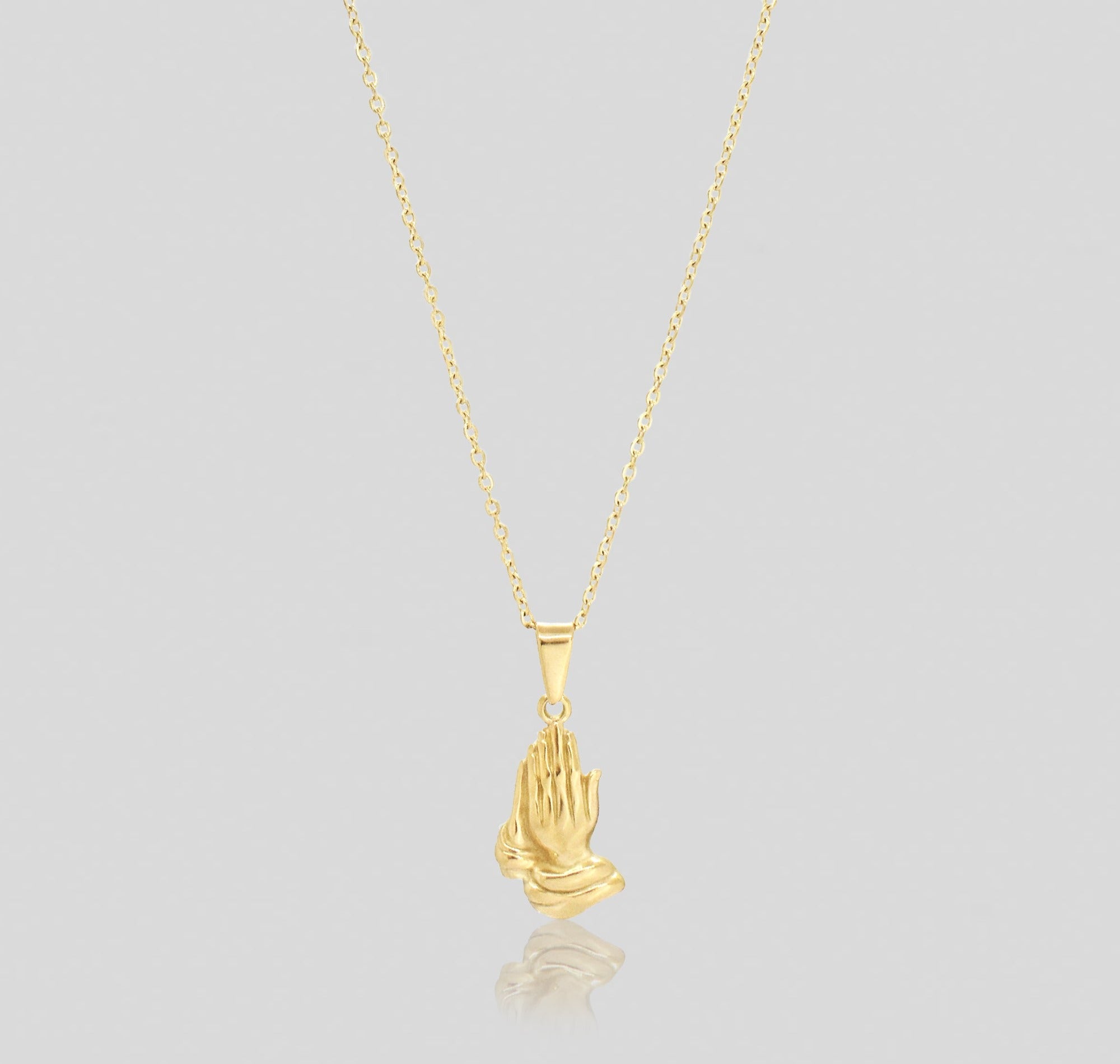 gold-prayer-hands-pendant-necklae-mens-waterproof-jewelry