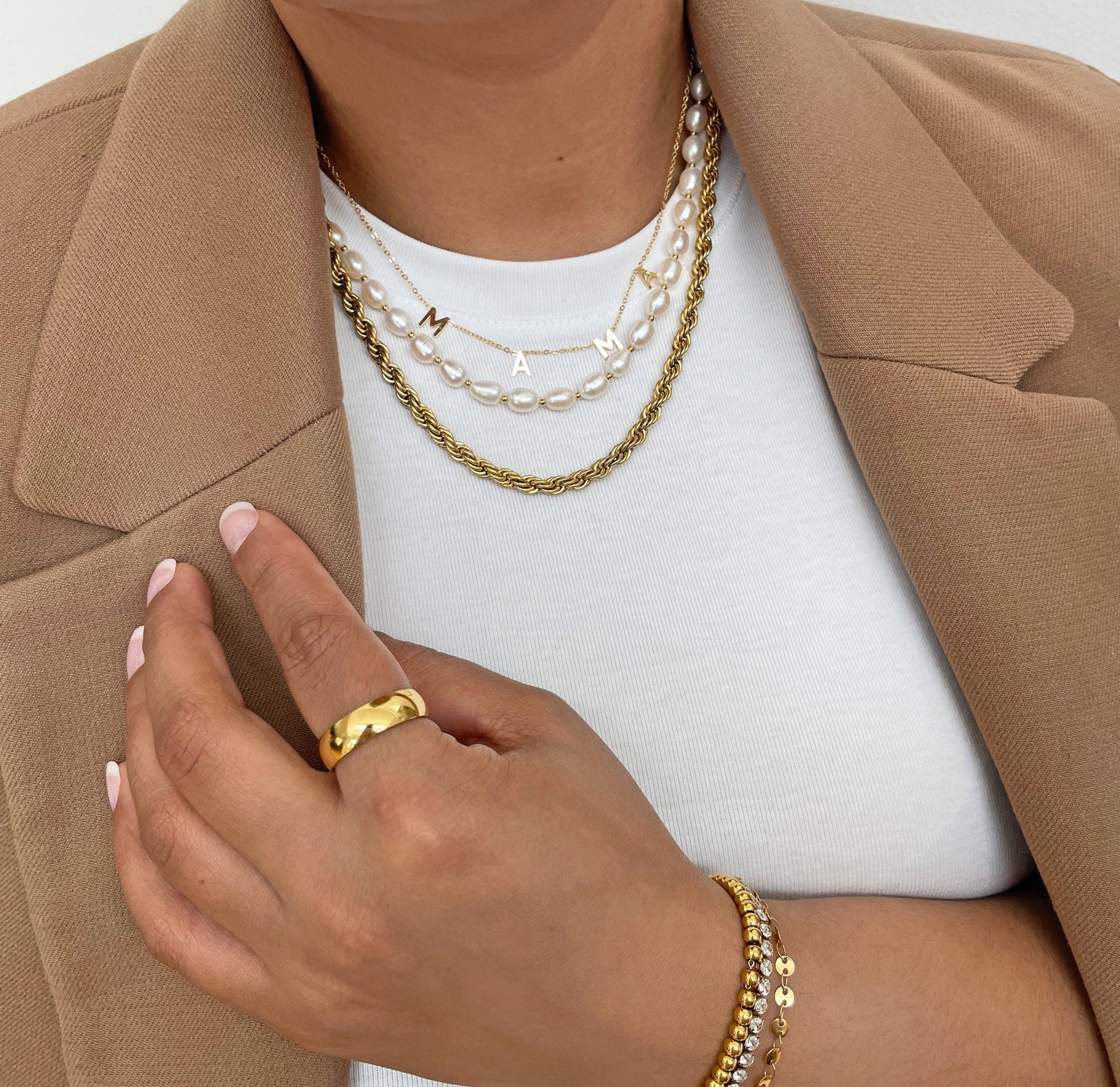 thick gold ring band waterproof jewelry