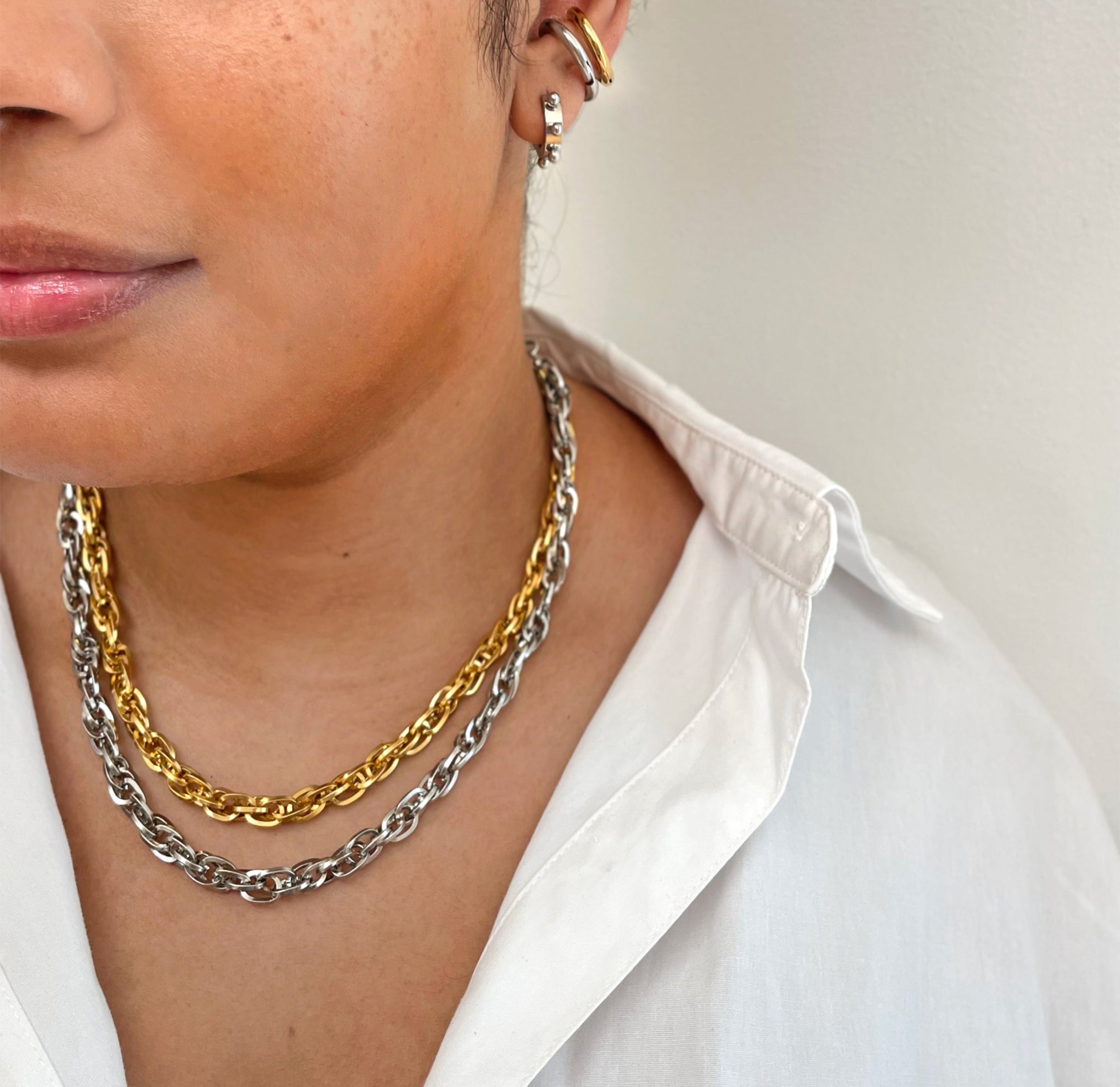 gold silver rope chain necklace waterproof jewelry