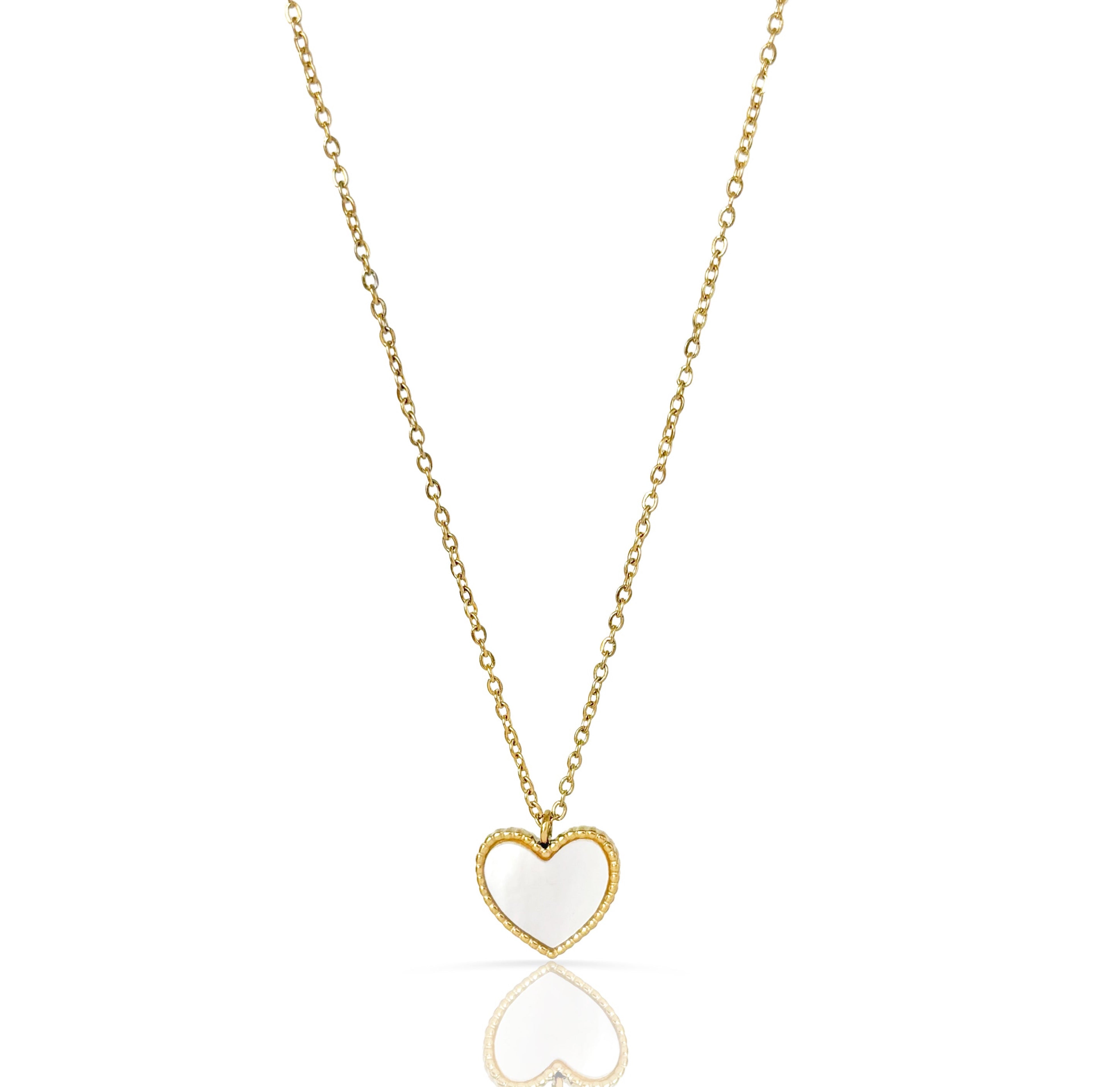 gold heart shell pendant necklace waterproof jewelry