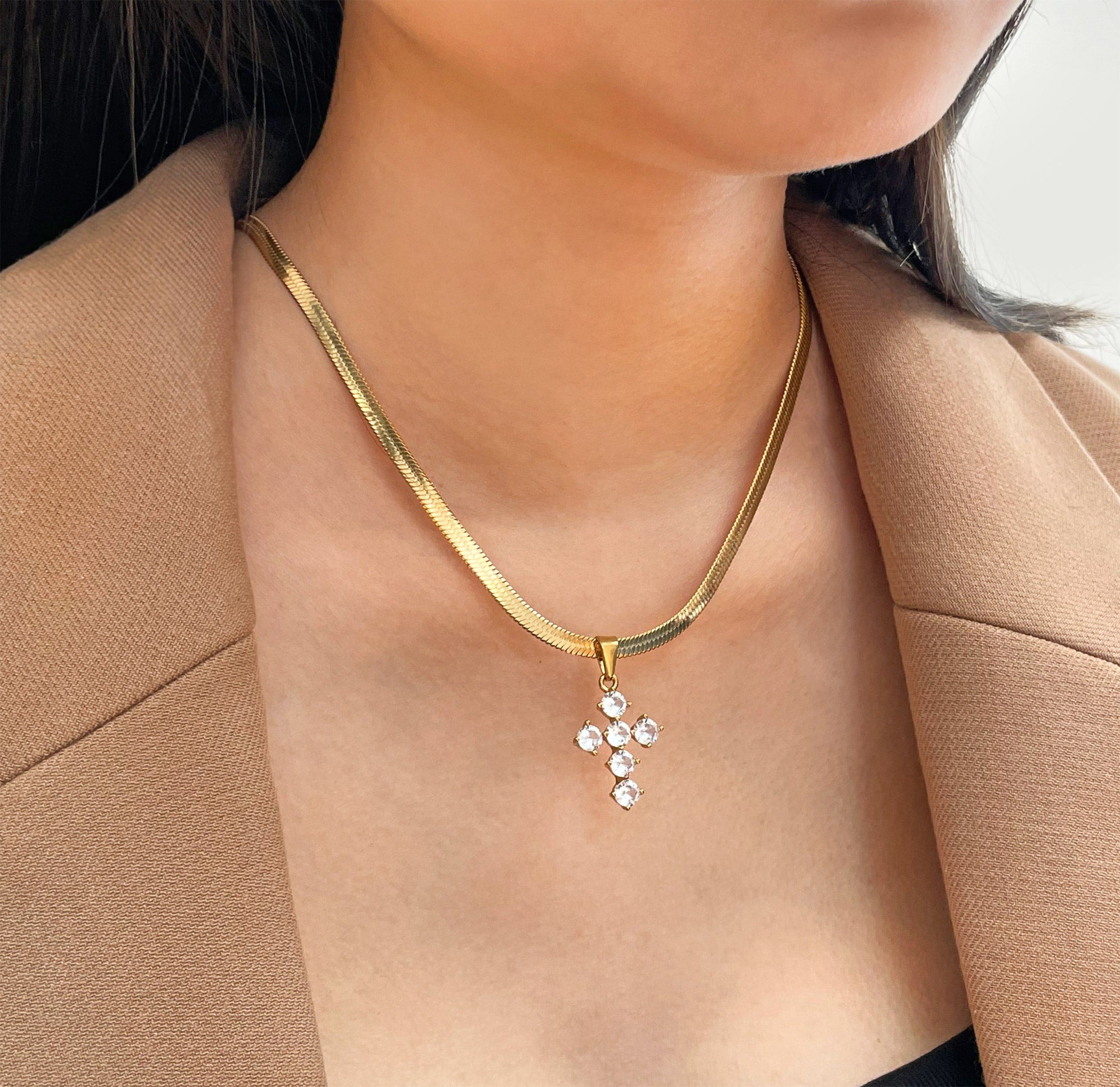 diamond cross necklace waterproof jewelry dolce