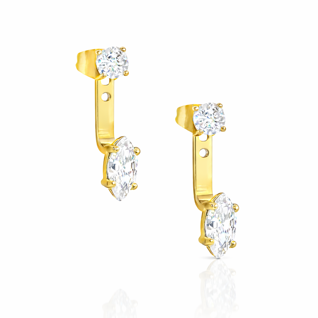 gold marquise diamond ear jacket waterproof jewelry