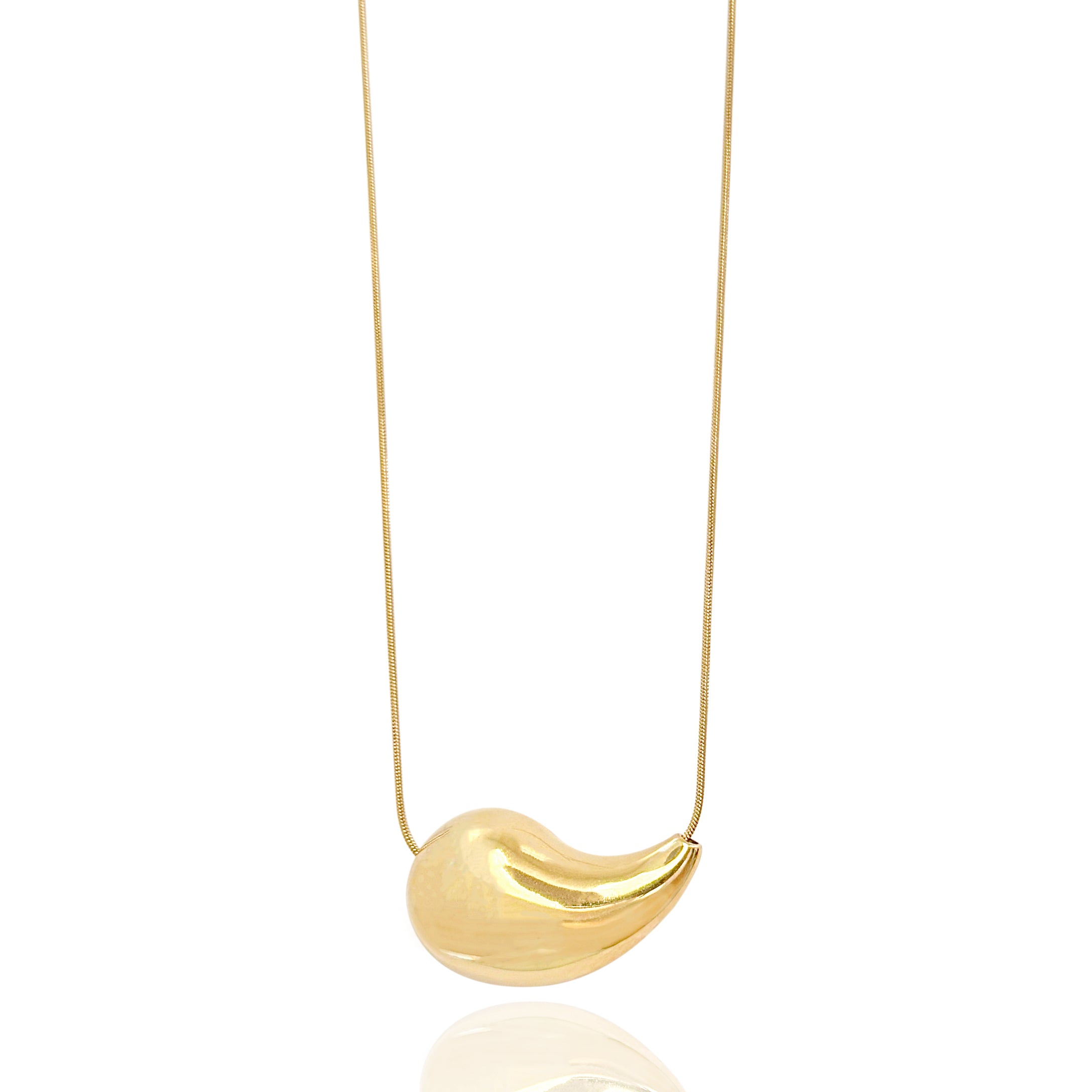 INDIA GOLD PAISLEY LONG PENDANT NECKLACE