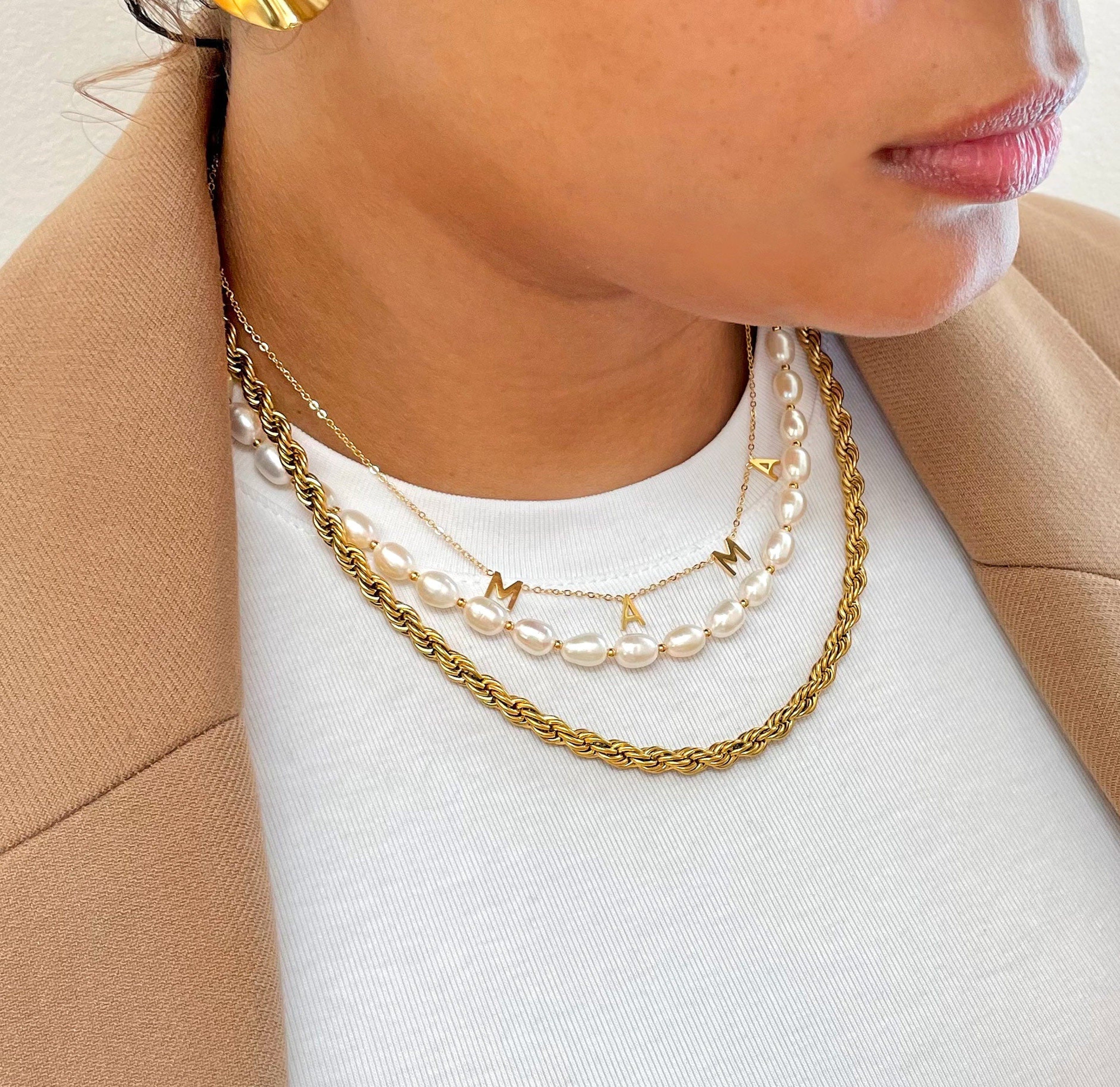 gold mama letter necklace waterproof jewelry