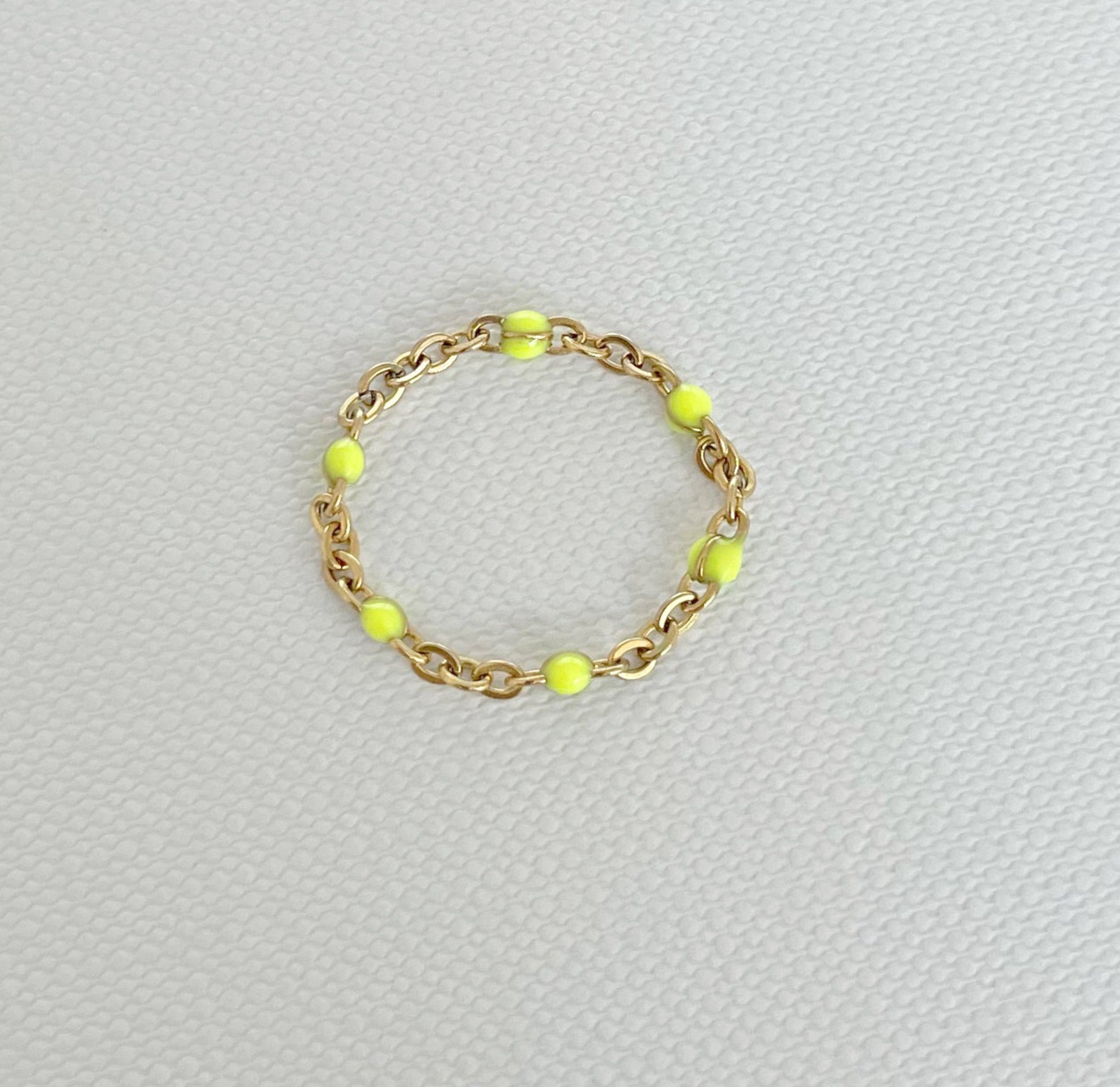 neon beaded gold chain ring, waterproof jewelry
