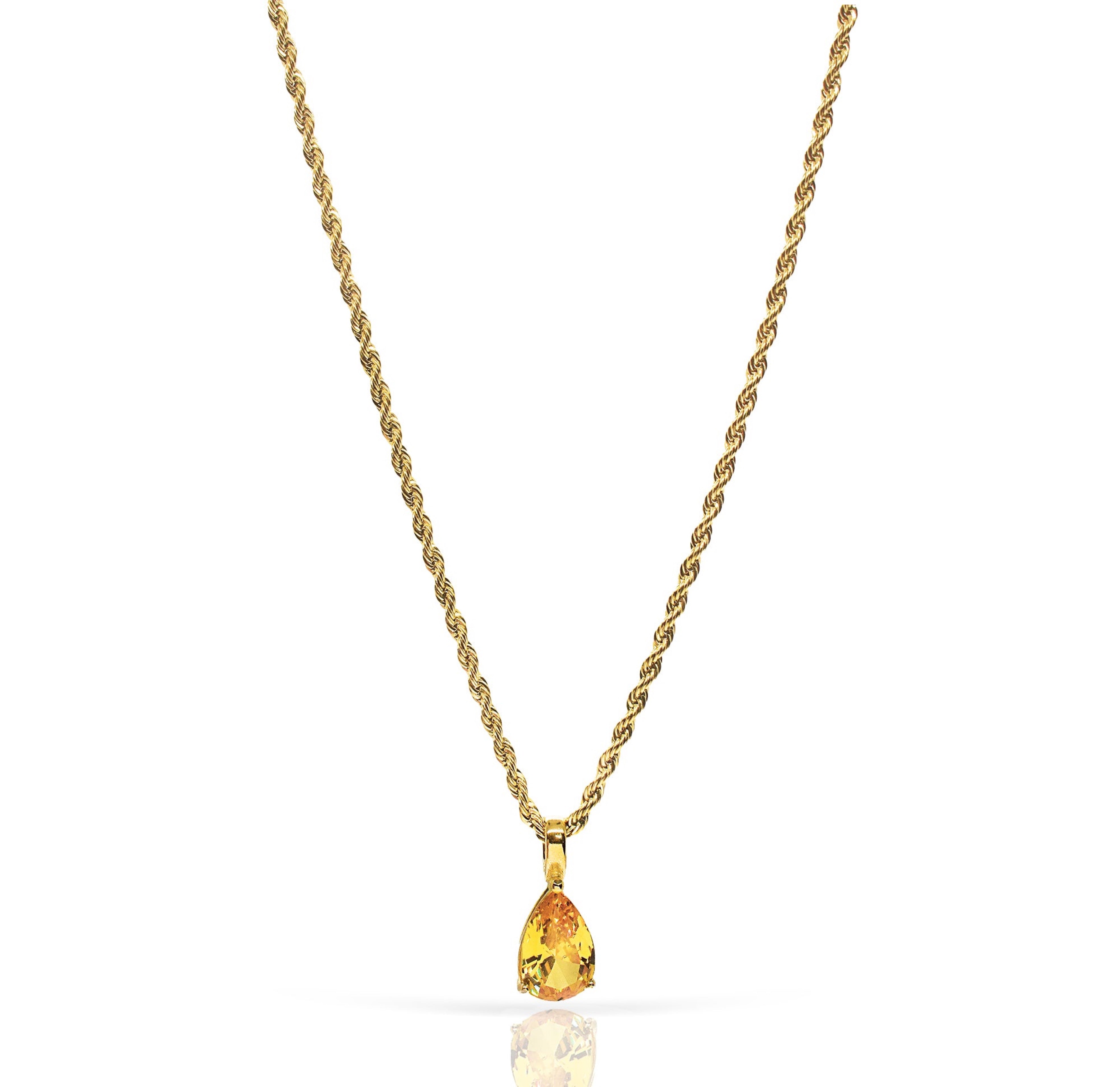 orange tear drop pendant necklace tarnish free jewelry