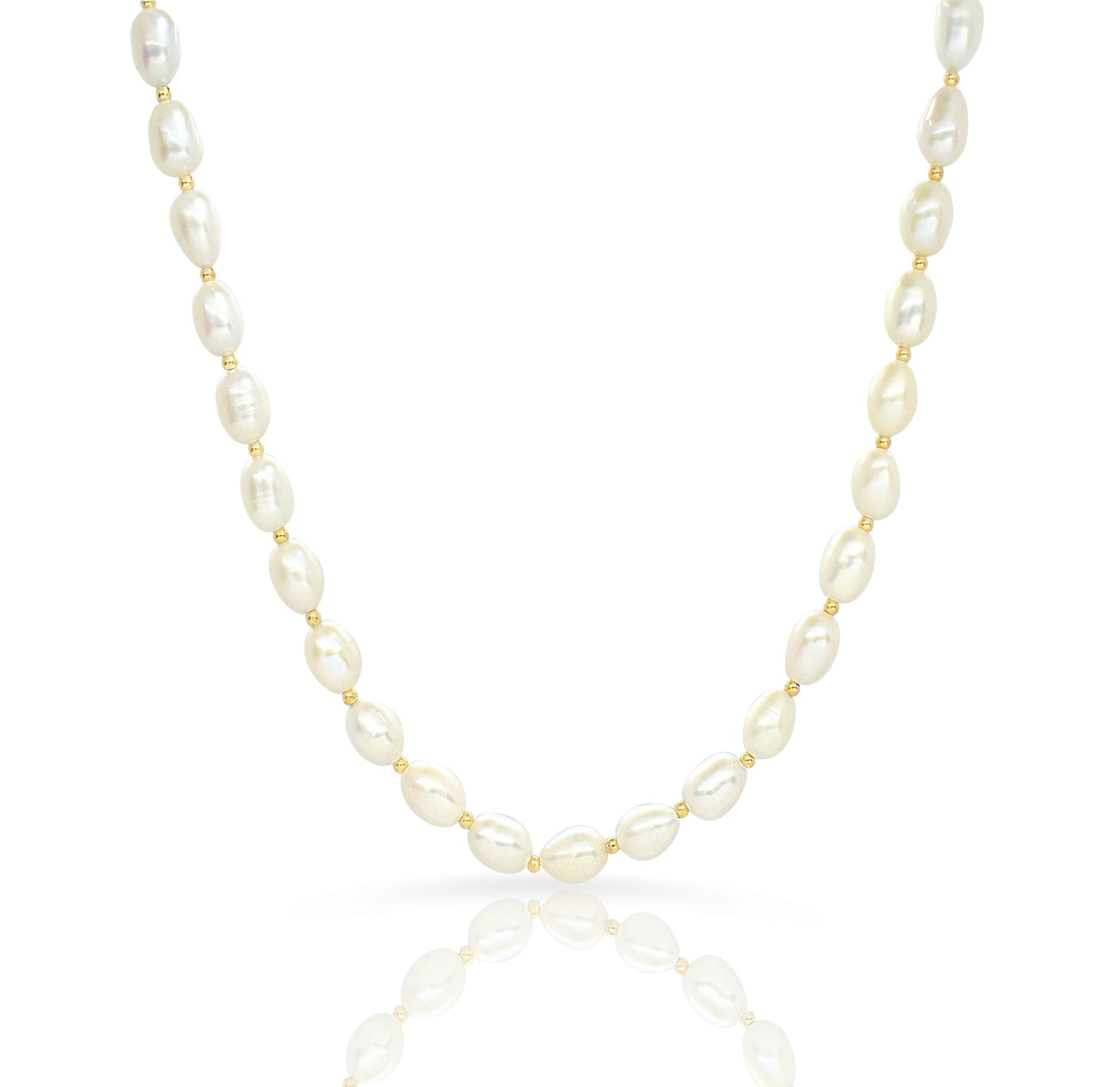 gold pearl necklace waterproof jewelry