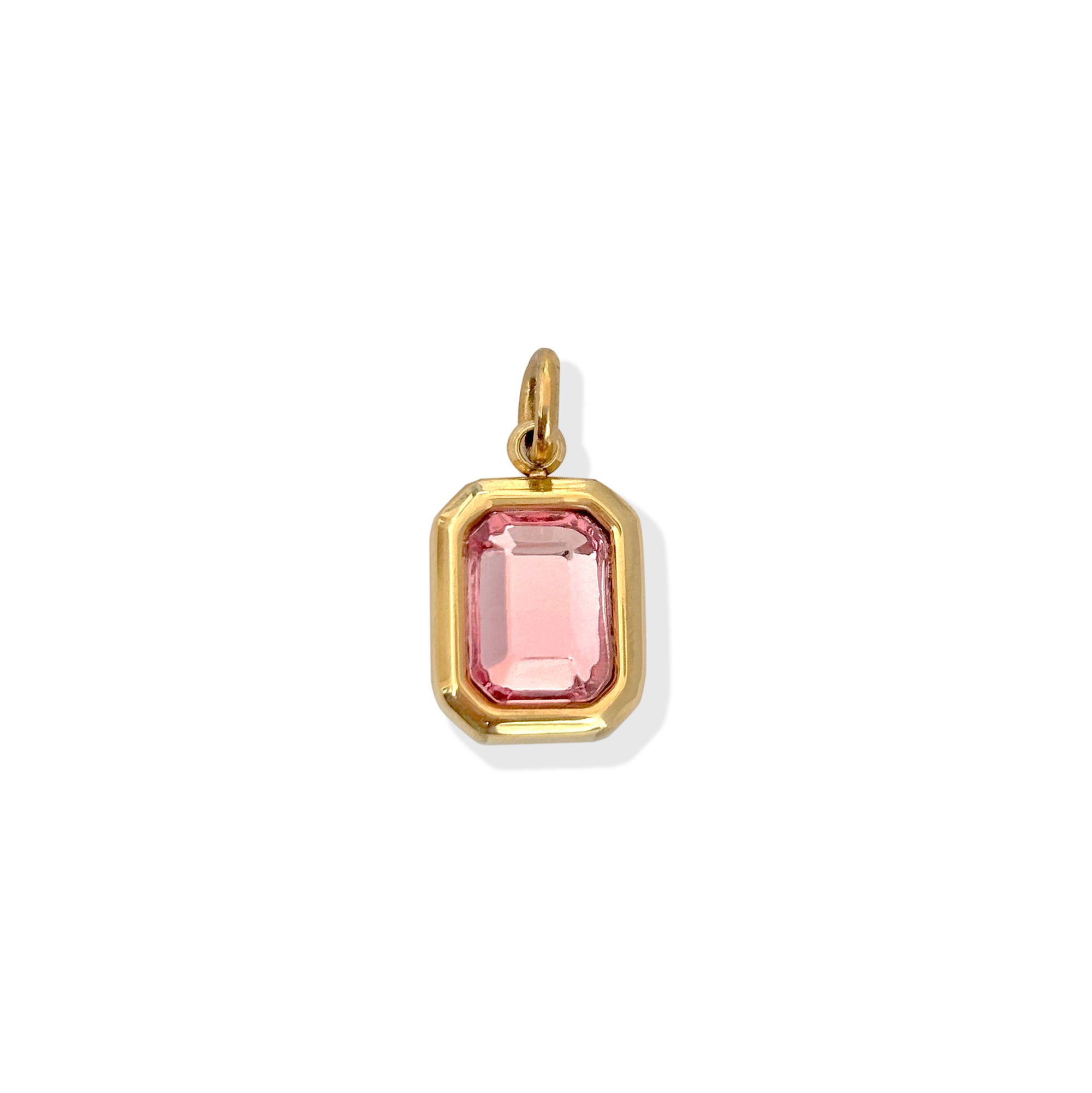 Pink Gemstone Pendant Charm Waterproof Jewelry