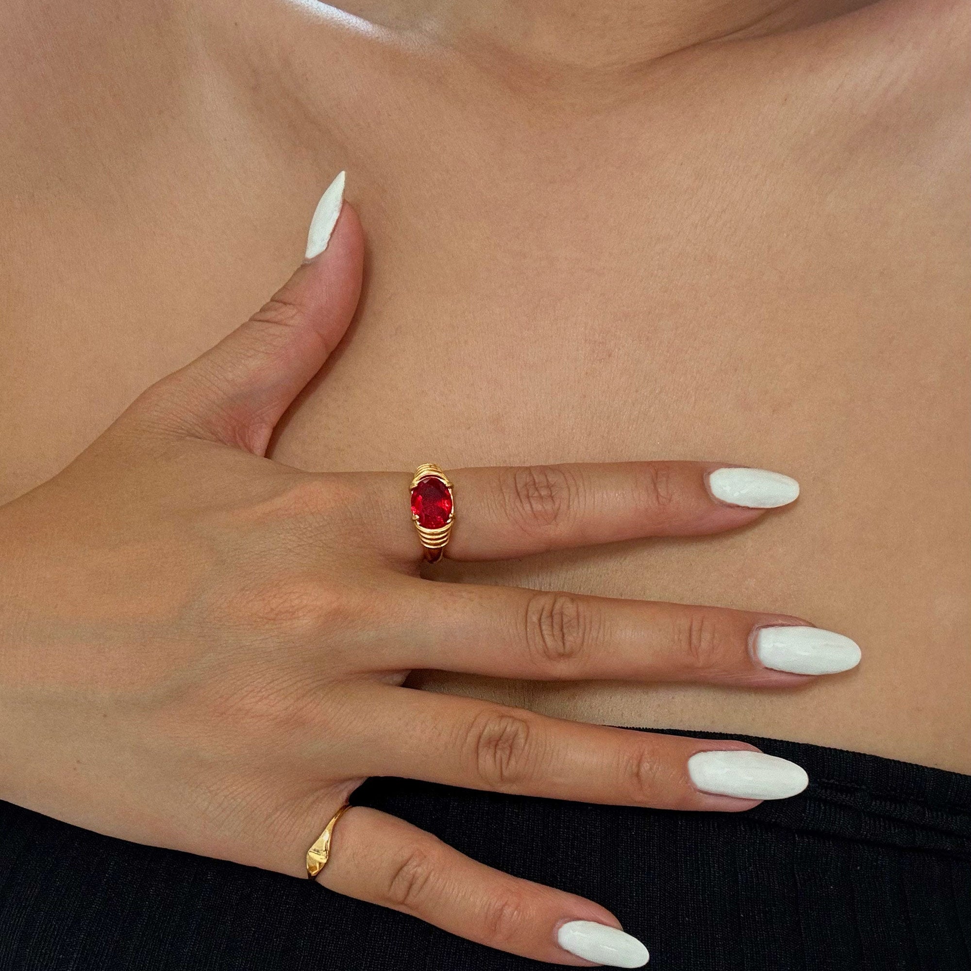 red stone hierloom ring waterproof jewelry