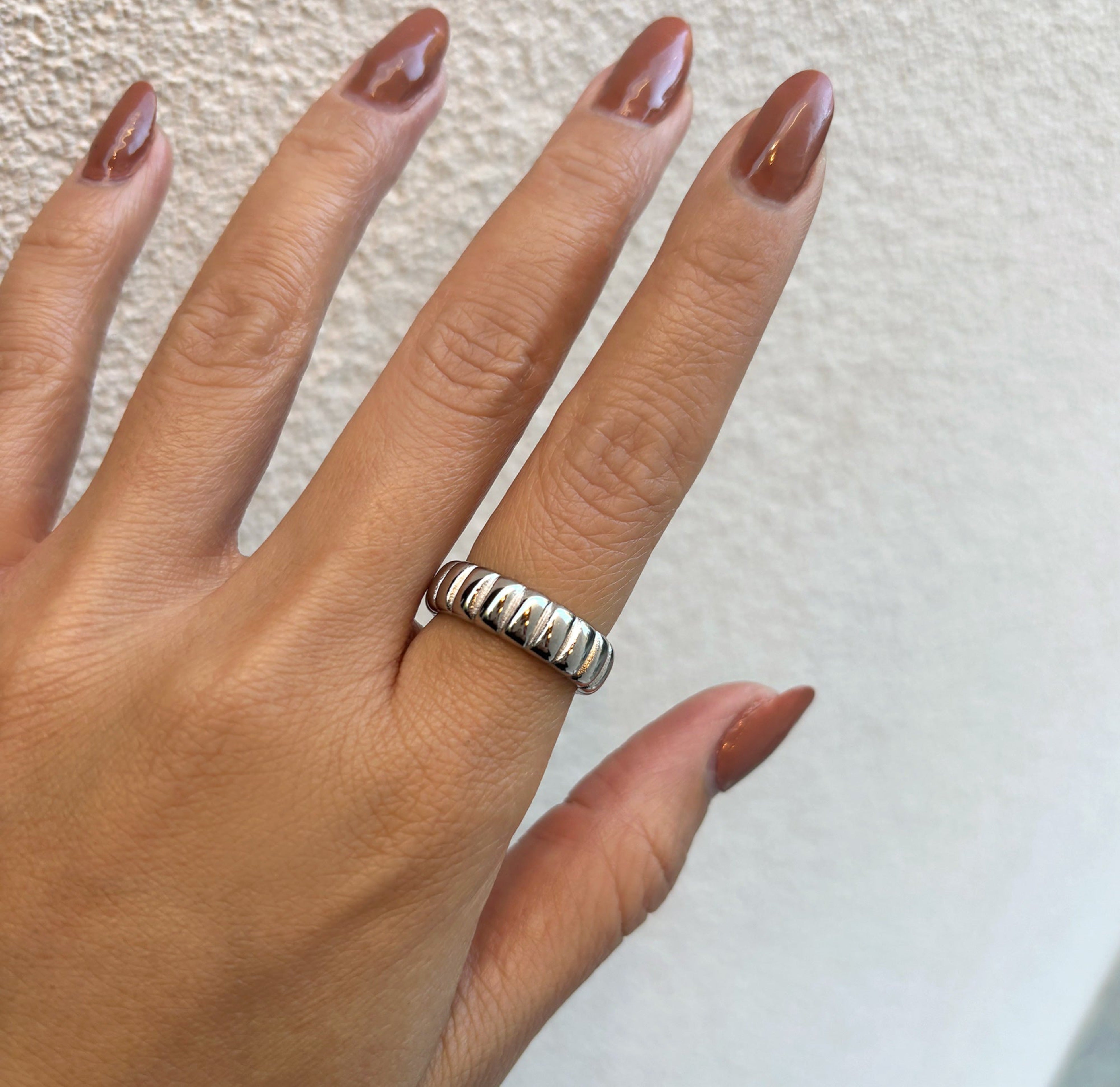 Silver ribbed ring waterproof rings
